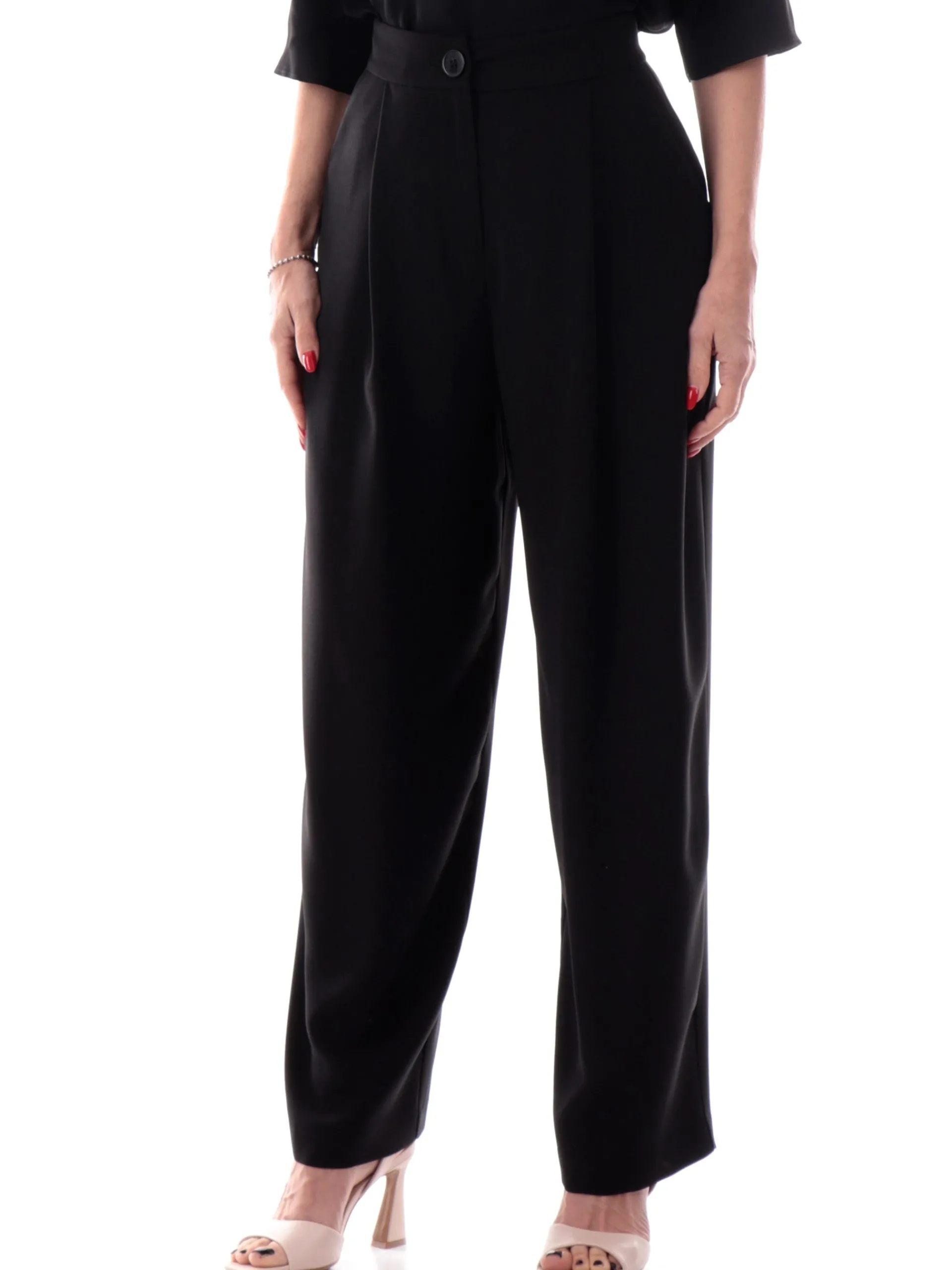 ARMANI EXCHANGE Pantaloni*Pantaloni AX neri vita alta da donna palazzo XW000942AF10872 UC001