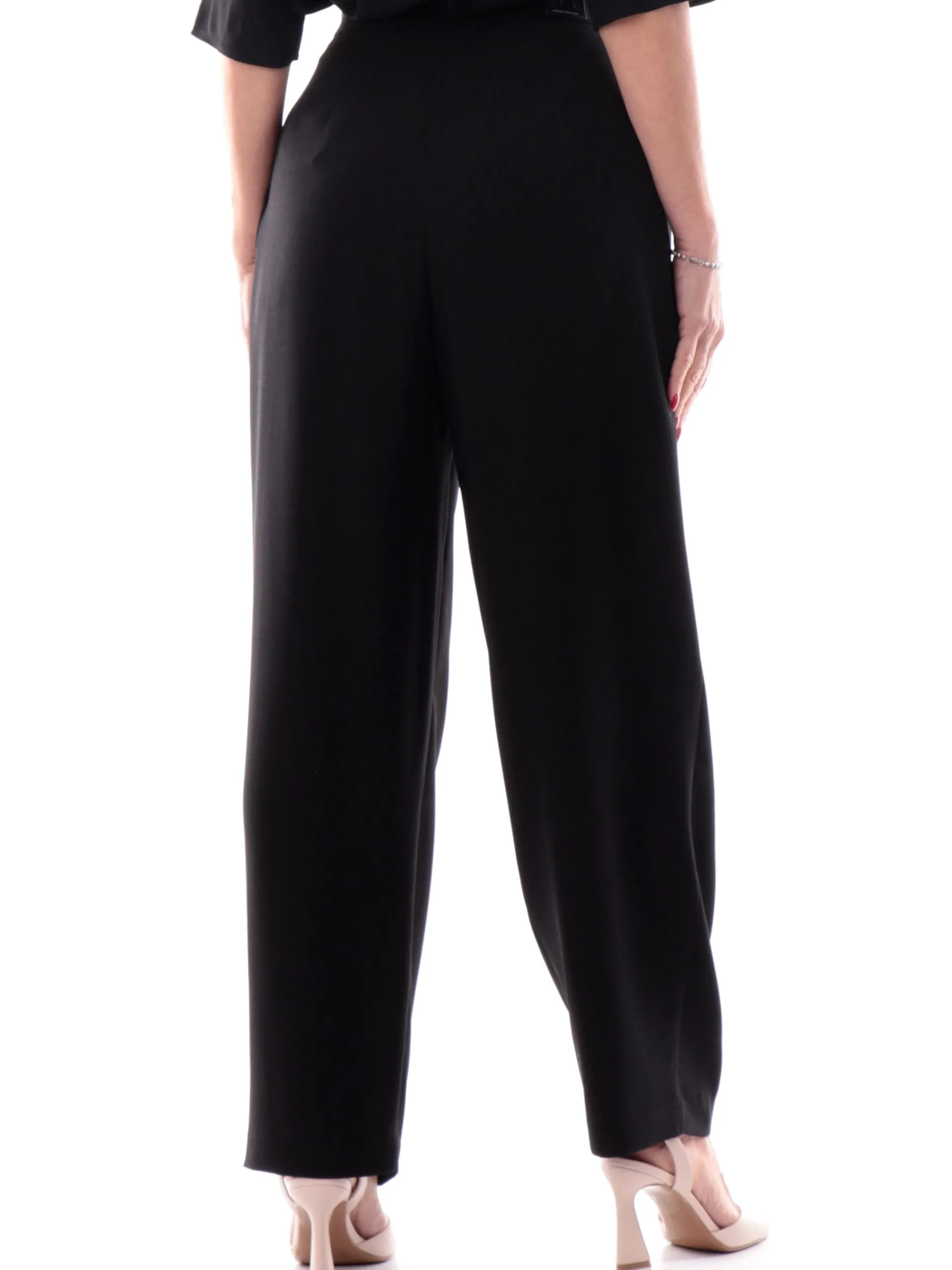 ARMANI EXCHANGE Pantaloni*Pantaloni AX neri vita alta da donna palazzo XW000942AF10872 UC001
