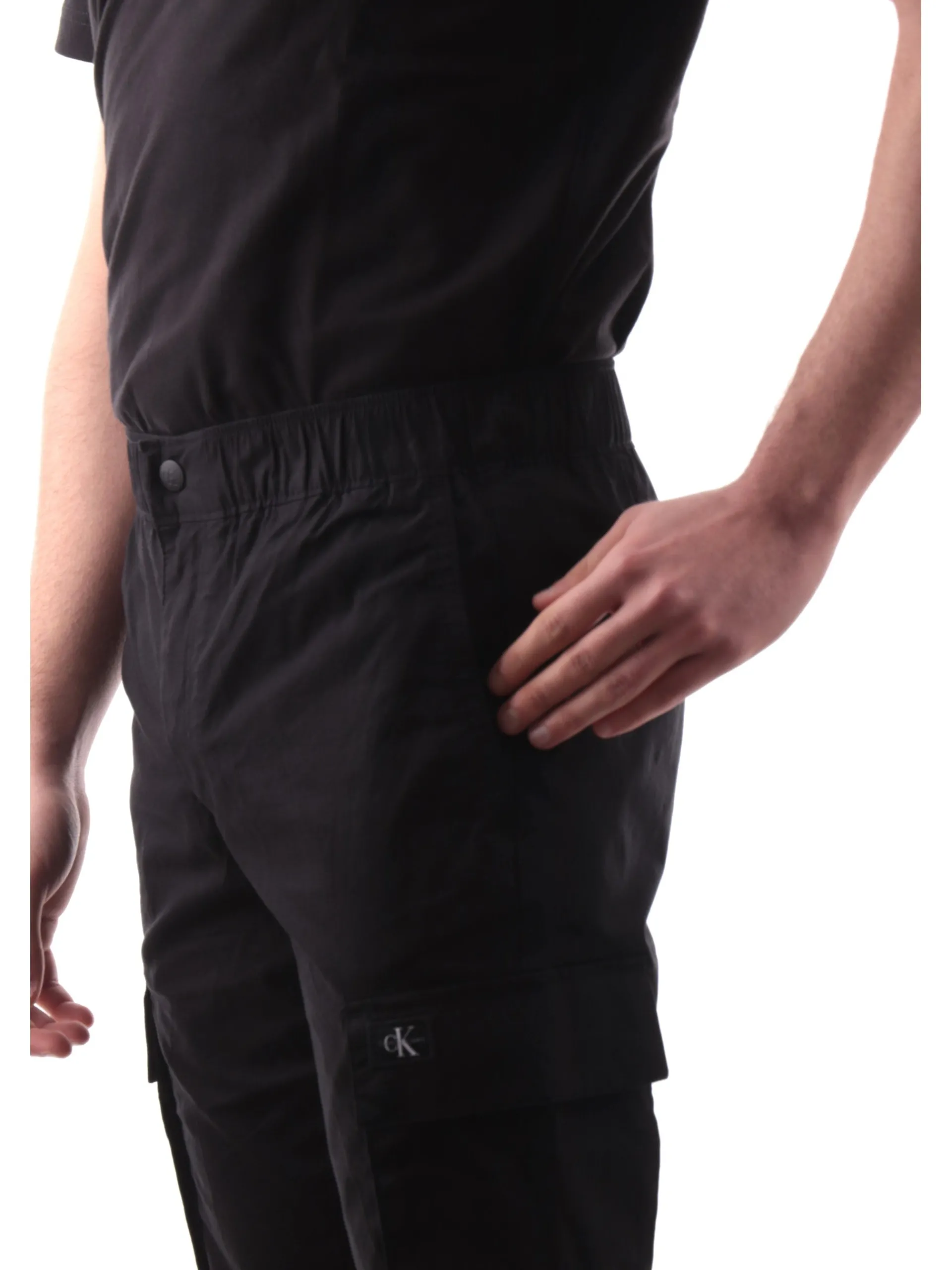 CALVIN KLEIN Pantaloni*Pantaloni neri da uomo cargo con polsini elastici J30J327614