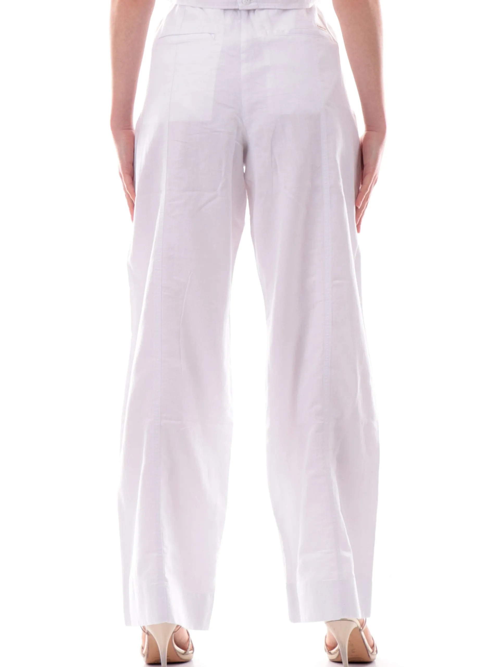 CALVIN KLEIN Pantaloni*Pantaloni palazzo bianchi da donna in lino J20J225340