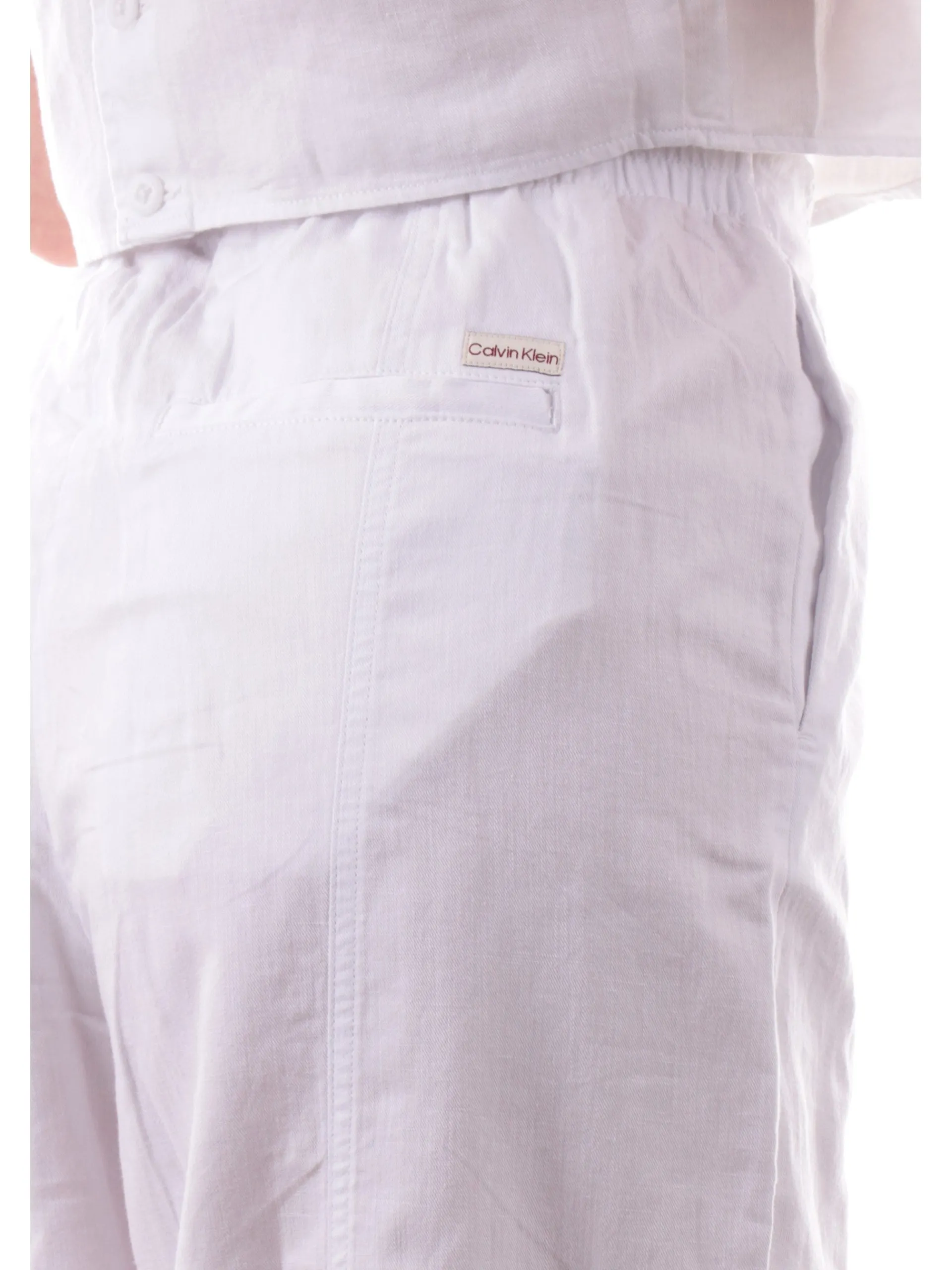CALVIN KLEIN Pantaloni*Pantaloni palazzo bianchi da donna in lino J20J225340