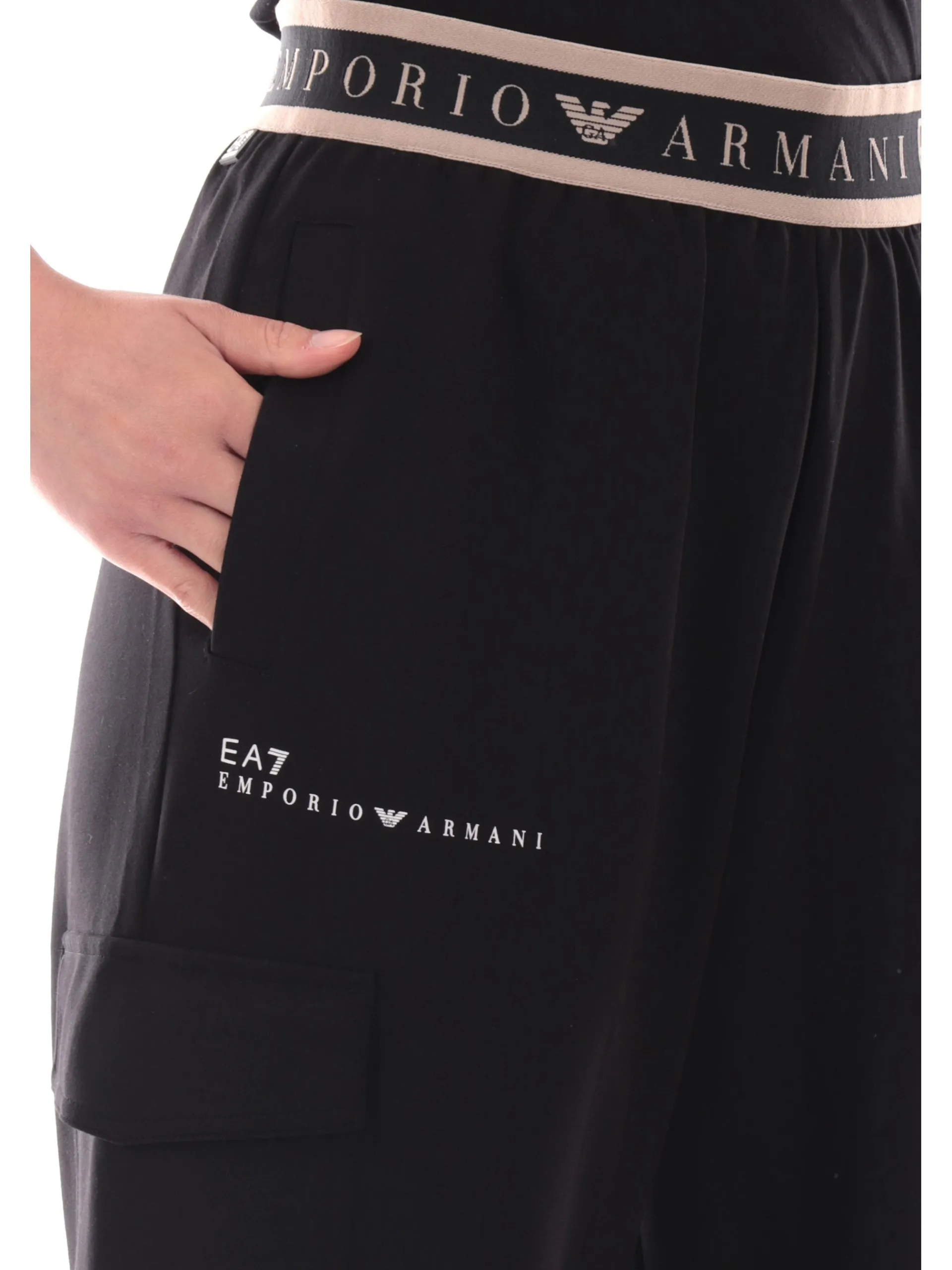 EMPORIO ARMANI 7 Pantaloni*Pantaloni cargo Emporio Armani EA7 neri da donna vita alta 7W000282AF12501 UC001