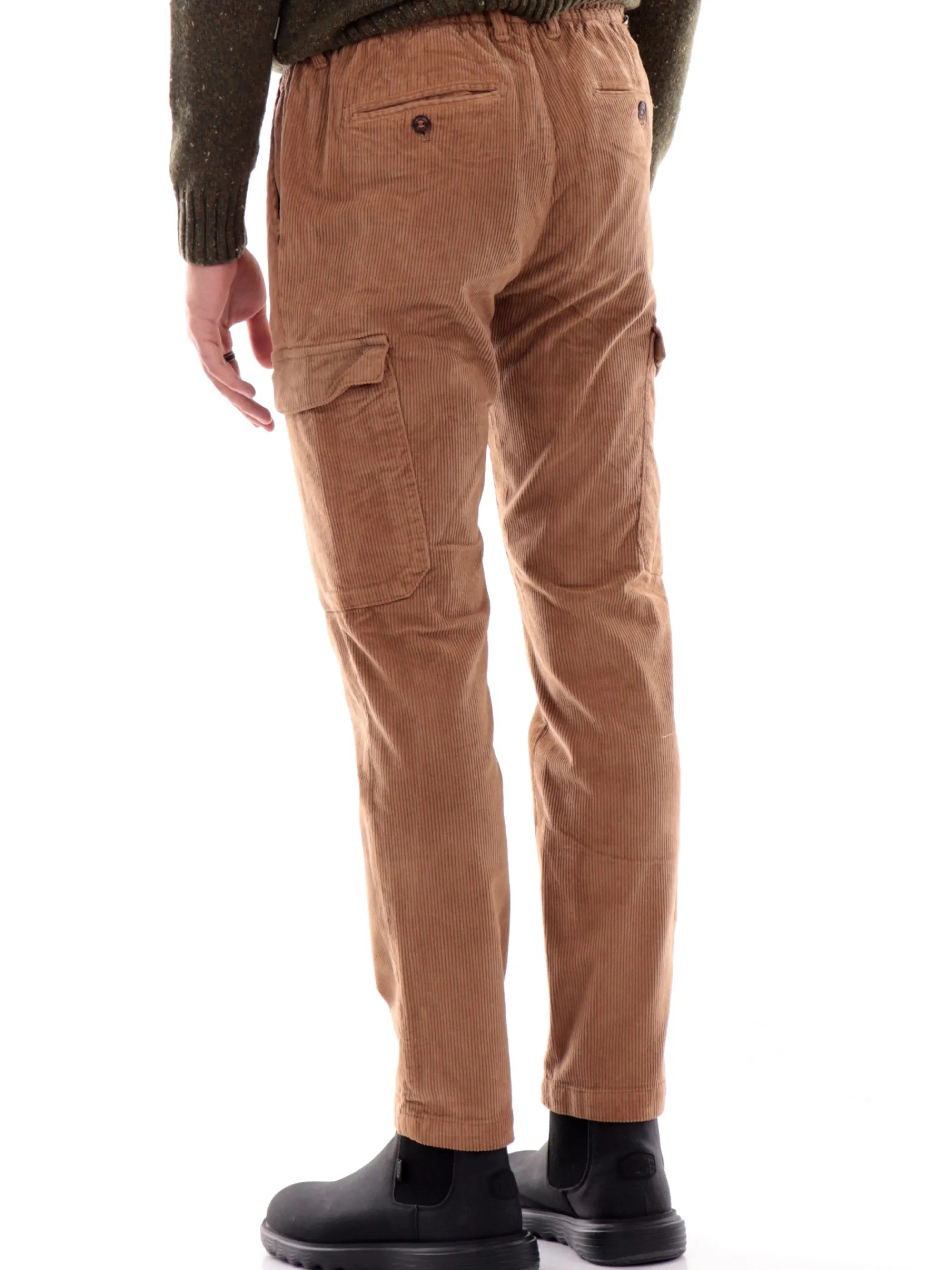 IMPURE Pantaloni*Pantaloni cargo marroni da uomo in velluto SMITH
