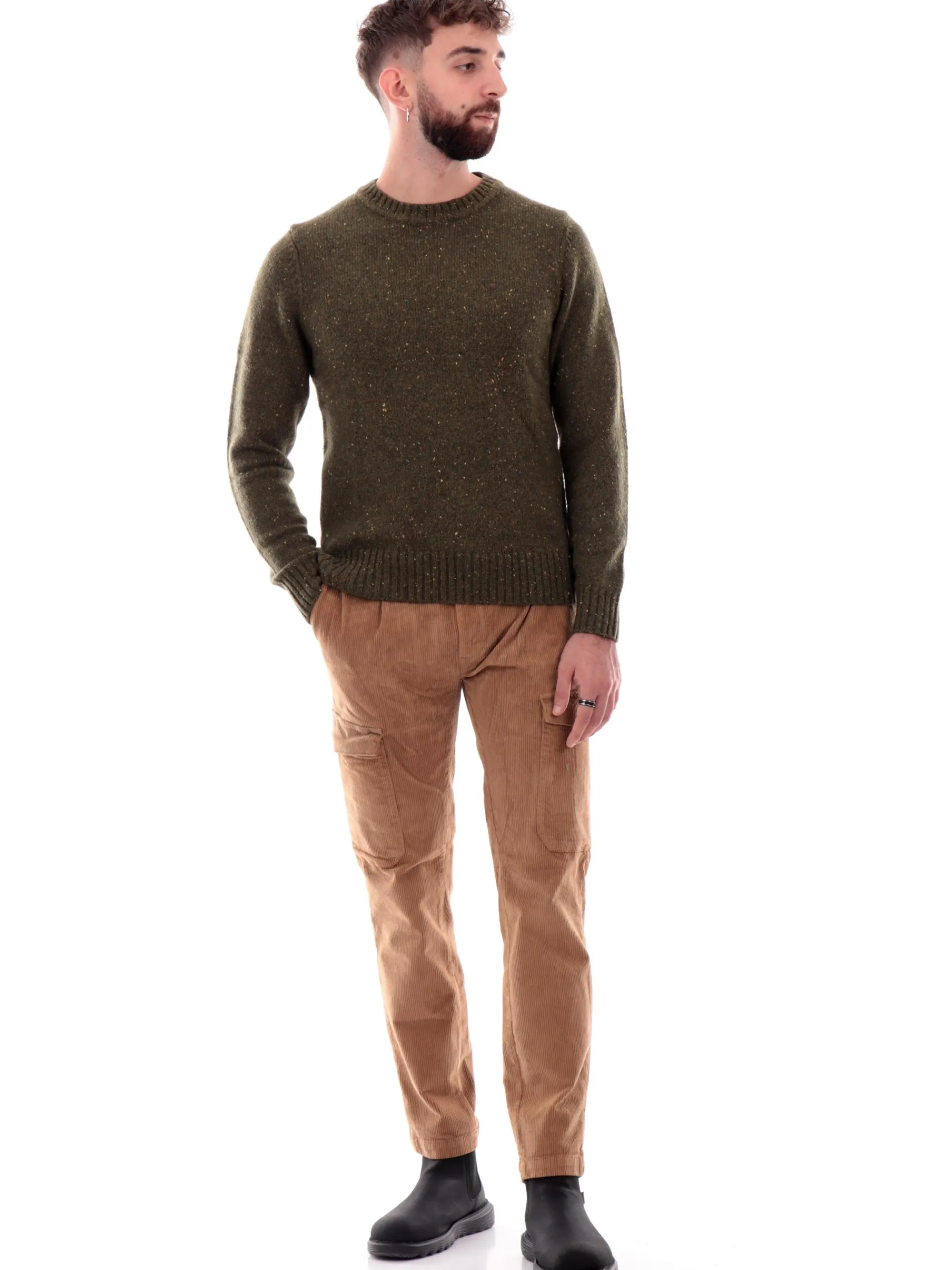 IMPURE Pantaloni*Pantaloni cargo marroni da uomo in velluto SMITH