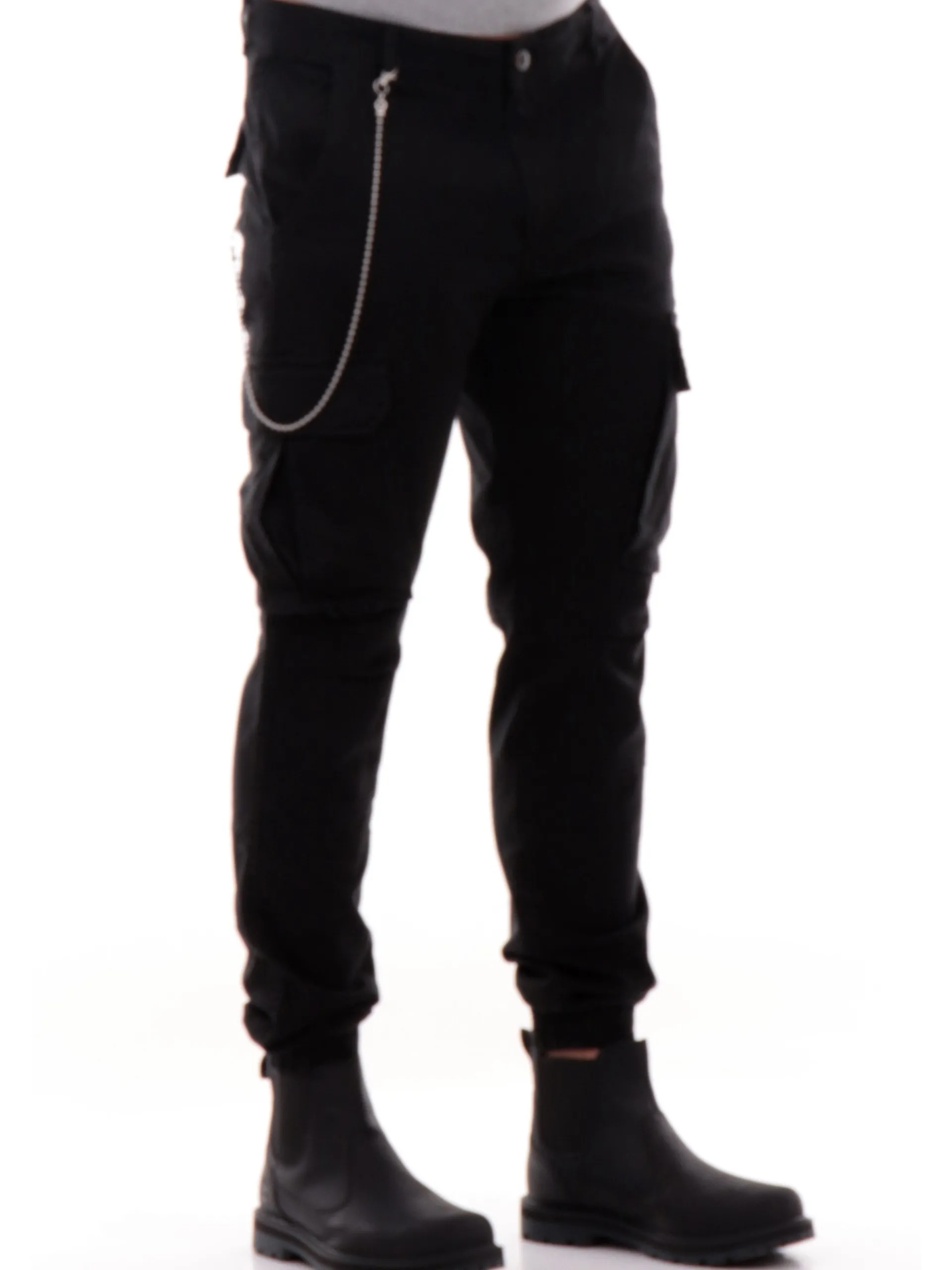 JACK&JONES Pantaloni*Pantaloni cargo Jack Jones neri da uomo con catenella 12267244