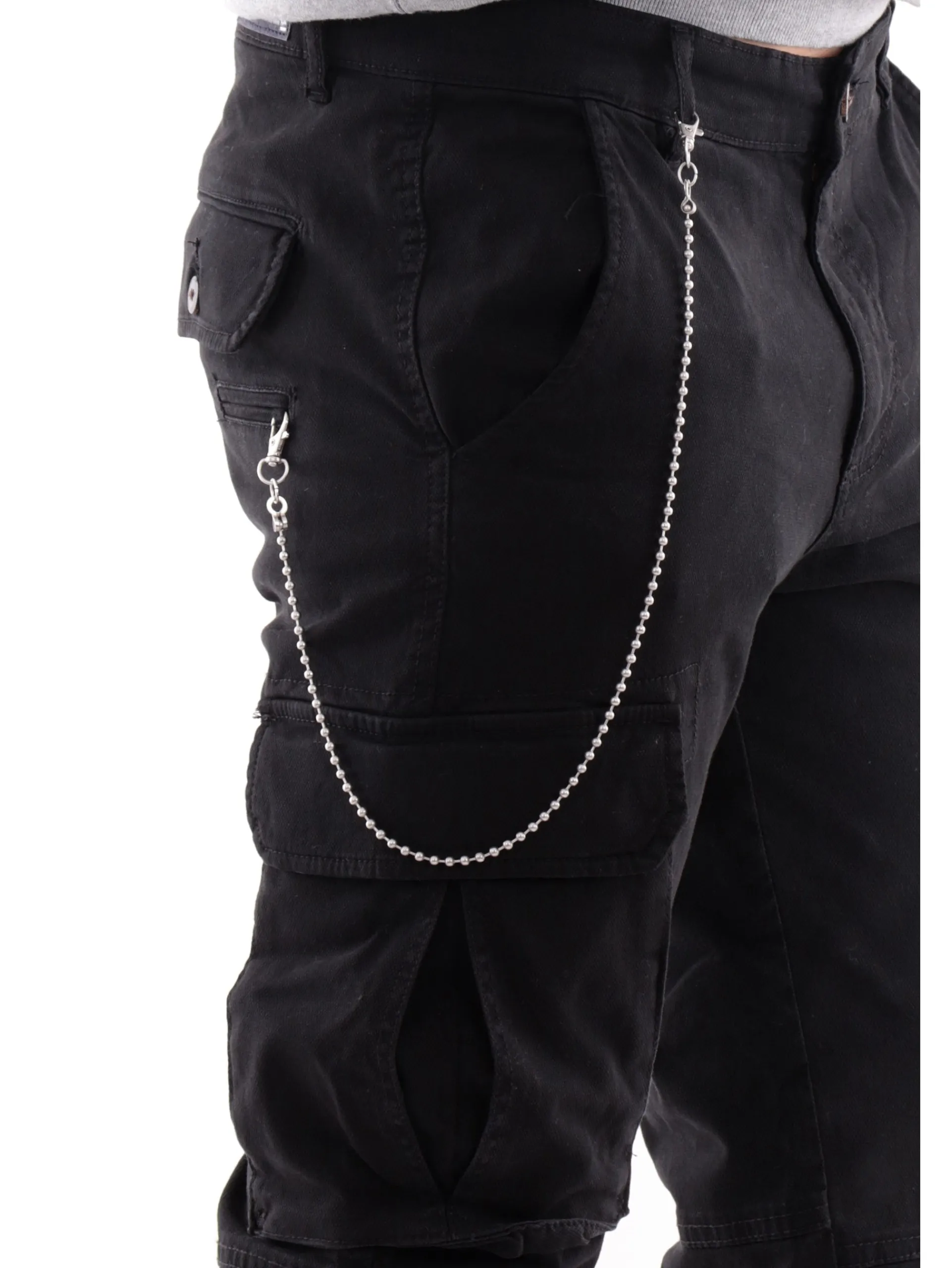 JACK&JONES Pantaloni*Pantaloni cargo Jack Jones neri da uomo con catenella 12267244