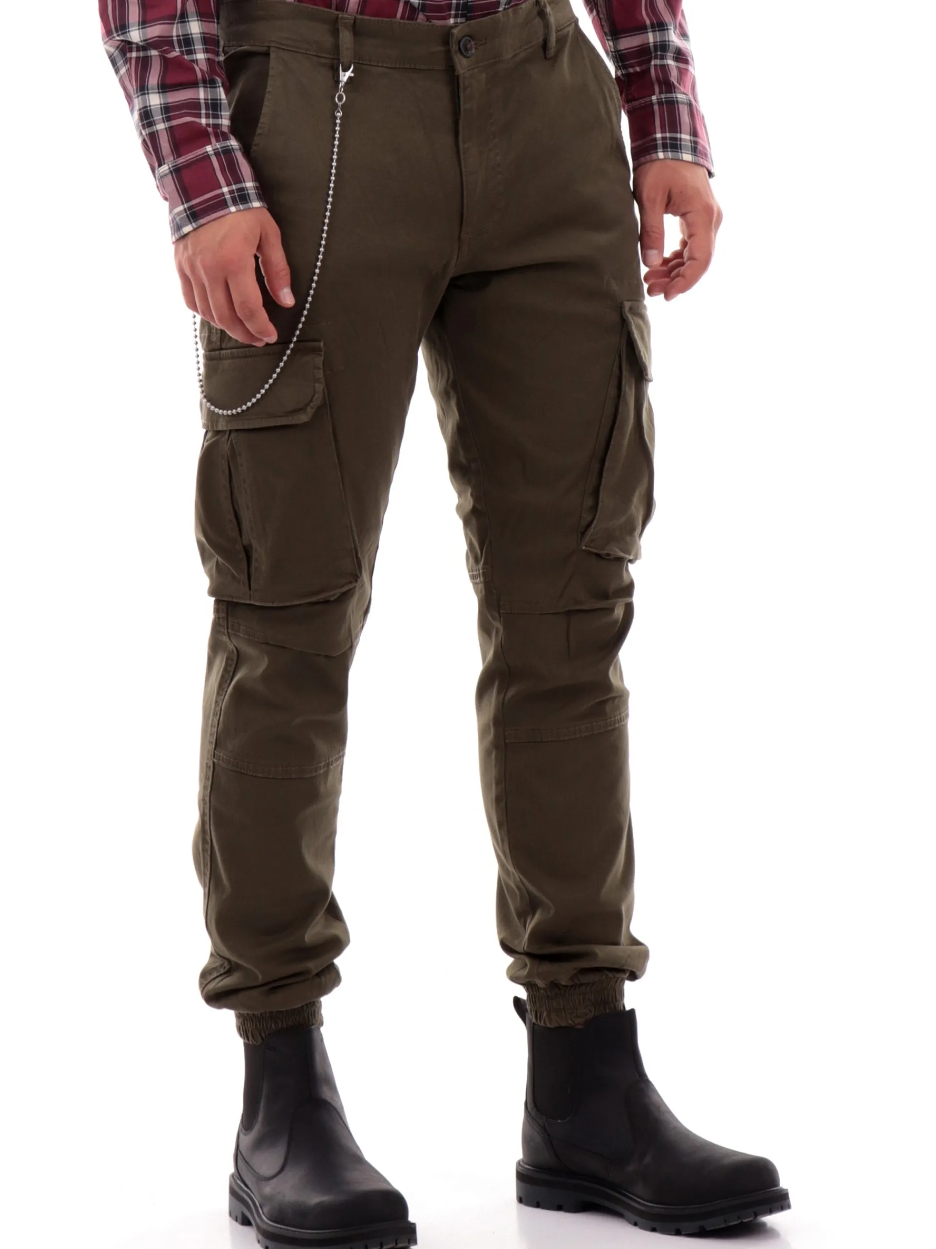 JACK&JONES Pantaloni*Pantaloni cargo Jack Jones verdi da uomo con catenella 12267244