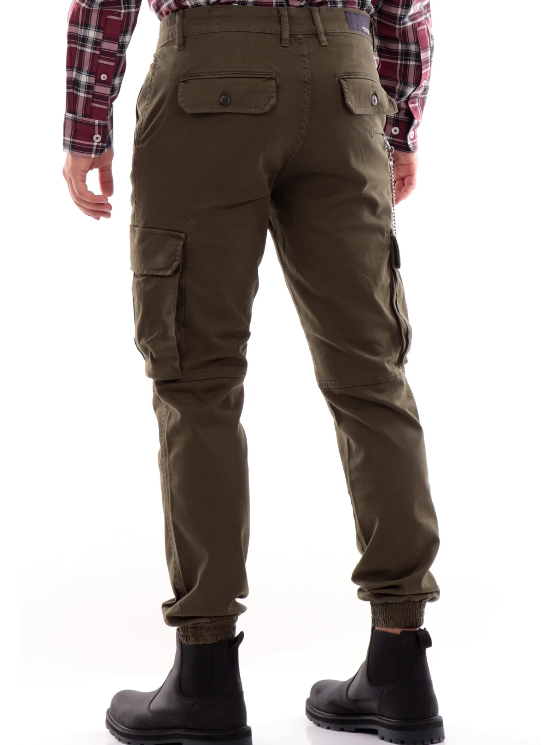 JACK&JONES Pantaloni*Pantaloni cargo Jack Jones verdi da uomo con catenella 12267244