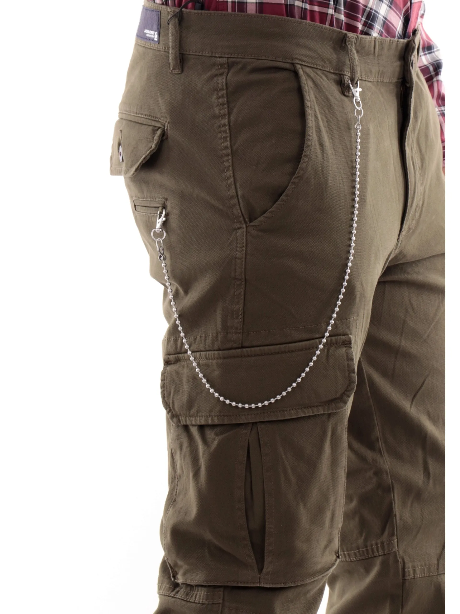 JACK&JONES Pantaloni*Pantaloni cargo Jack Jones verdi da uomo con catenella 12267244