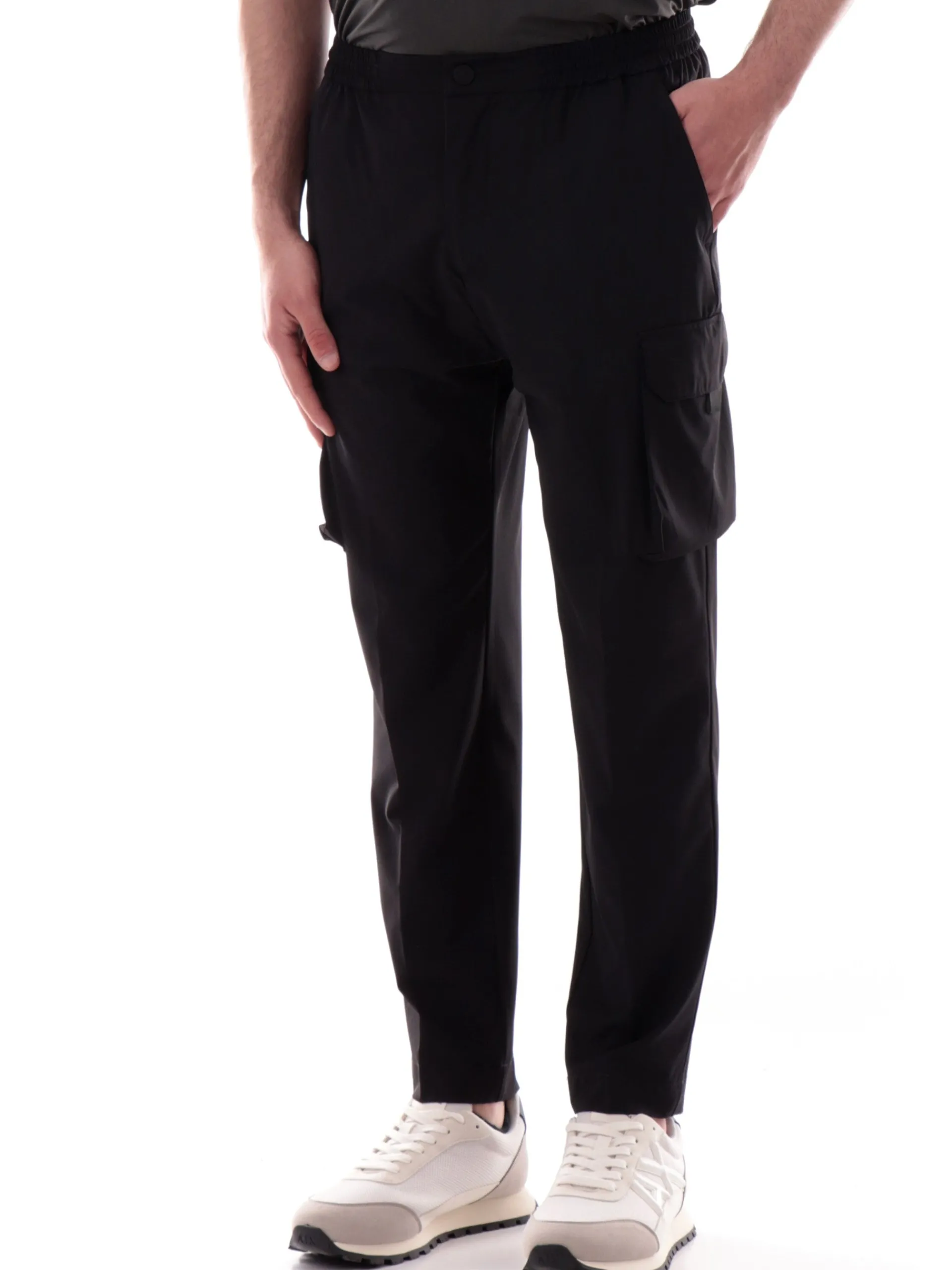 MARKUP Pantaloni*Pantaloni cargo neri da uomo tessuto tecnico MK895185