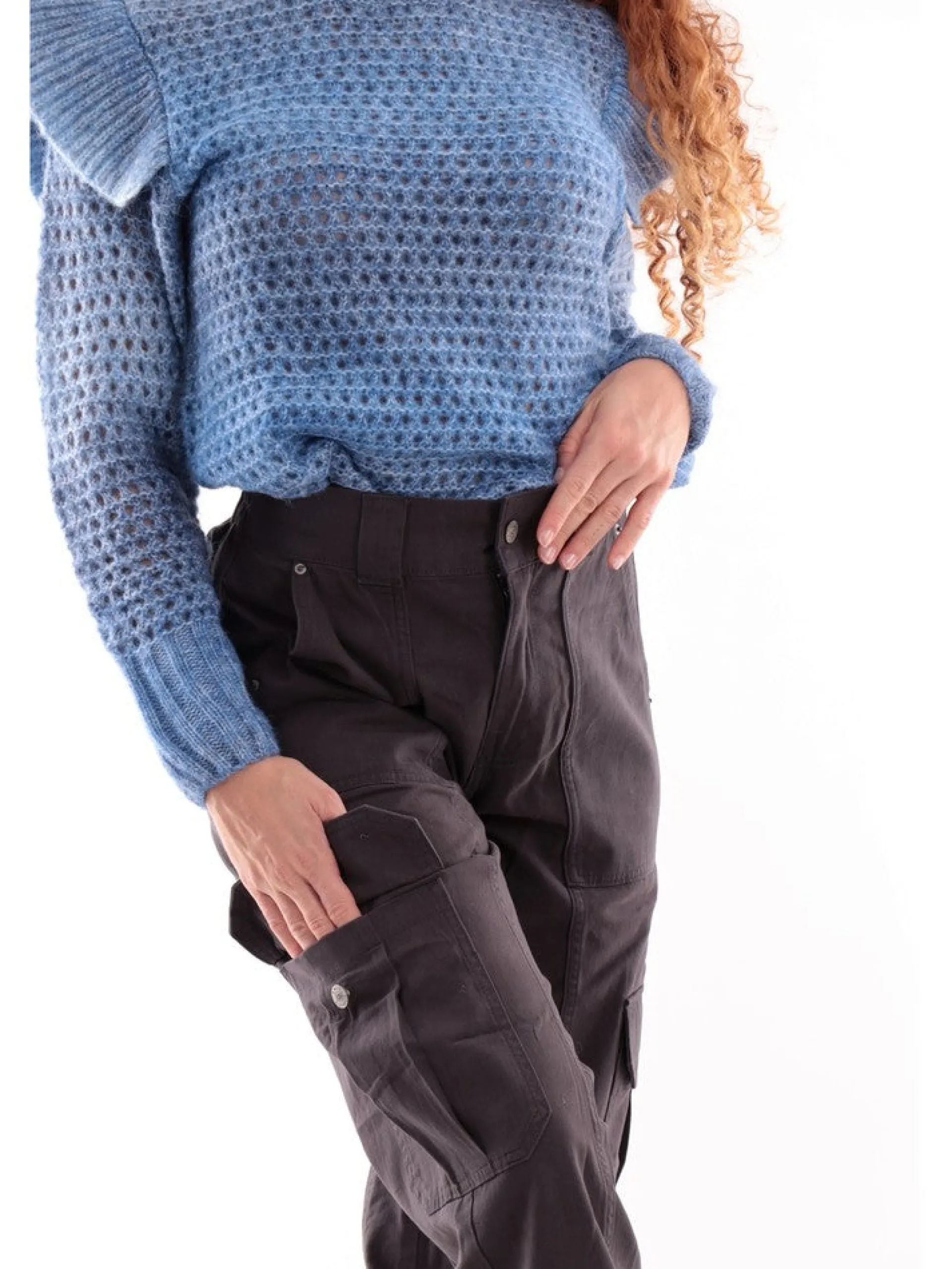 ONLY Pantaloni*Pantaloni cargo grigi da donna 15307195