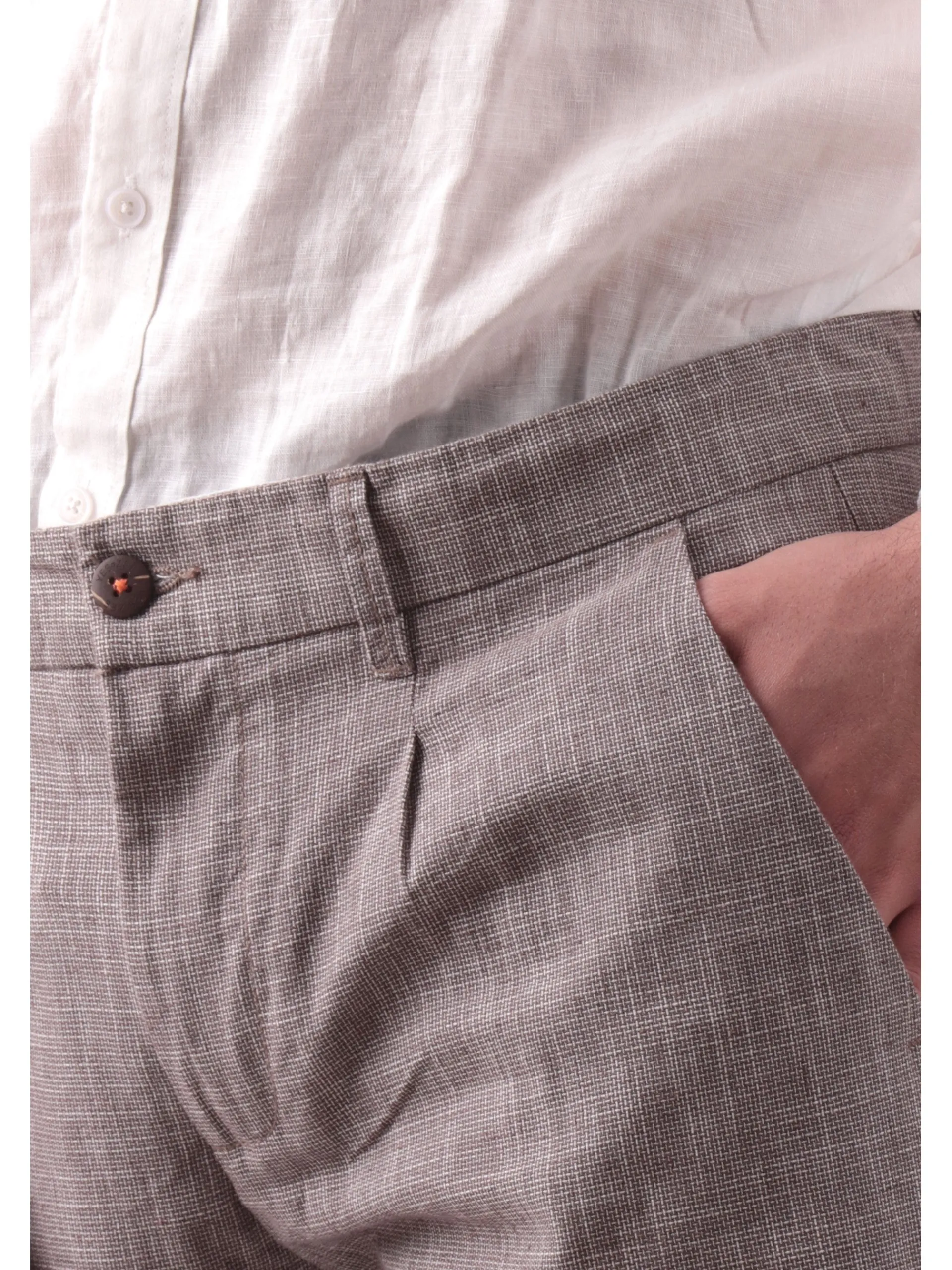 YES ZEE Pantaloni*Pantaloni cerimonia Chino rigati da uomo misto lino P660PW00