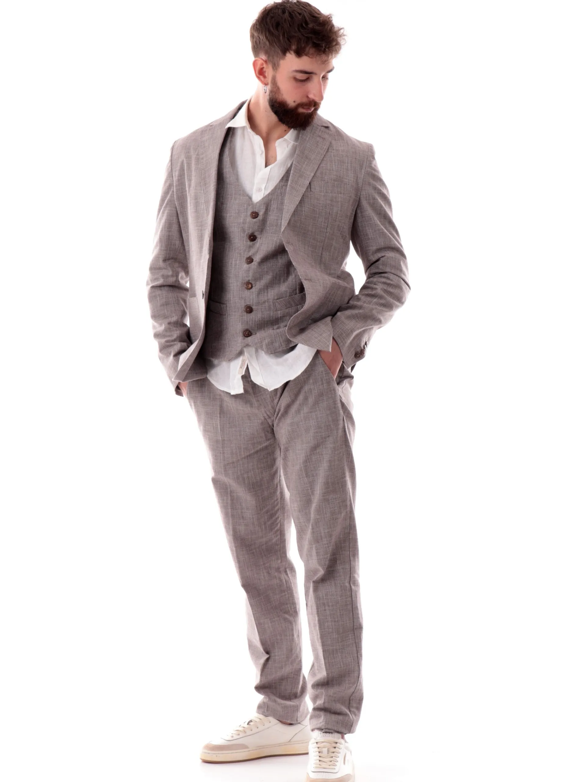 YES ZEE Pantaloni*Pantaloni cerimonia Chino rigati da uomo misto lino P660PW00