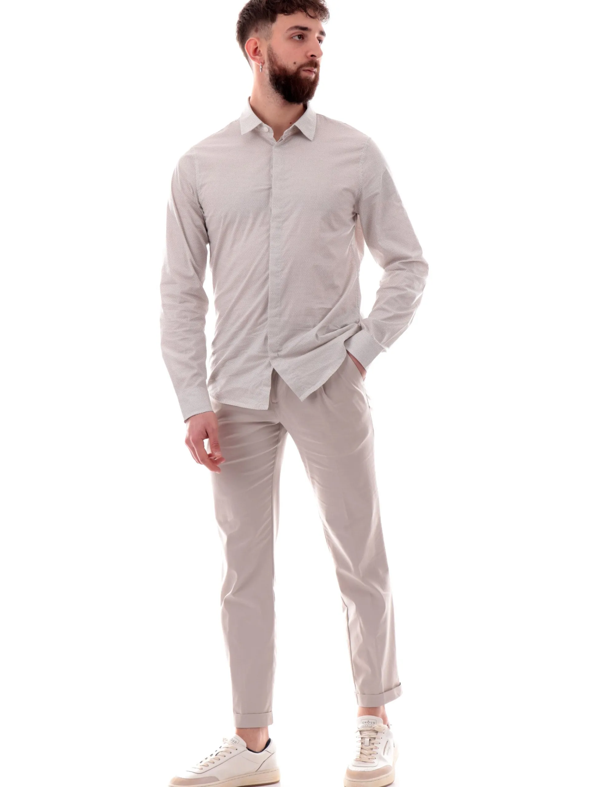 YES ZEE Pantaloni*Pantaloni cerimonia Chinos grigi da uomo con risvolto P660KD00