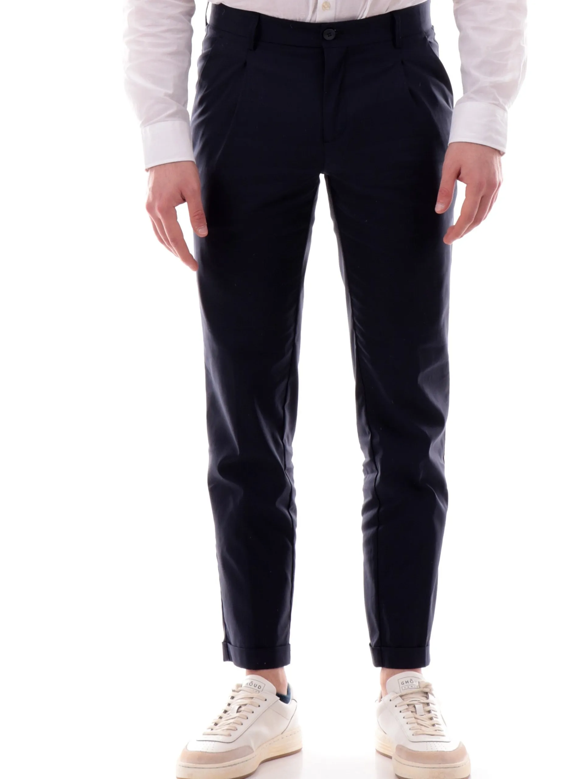 YES ZEE Pantaloni*Pantaloni cerimonia Chinos blu da uomo con risvolto P660KD00