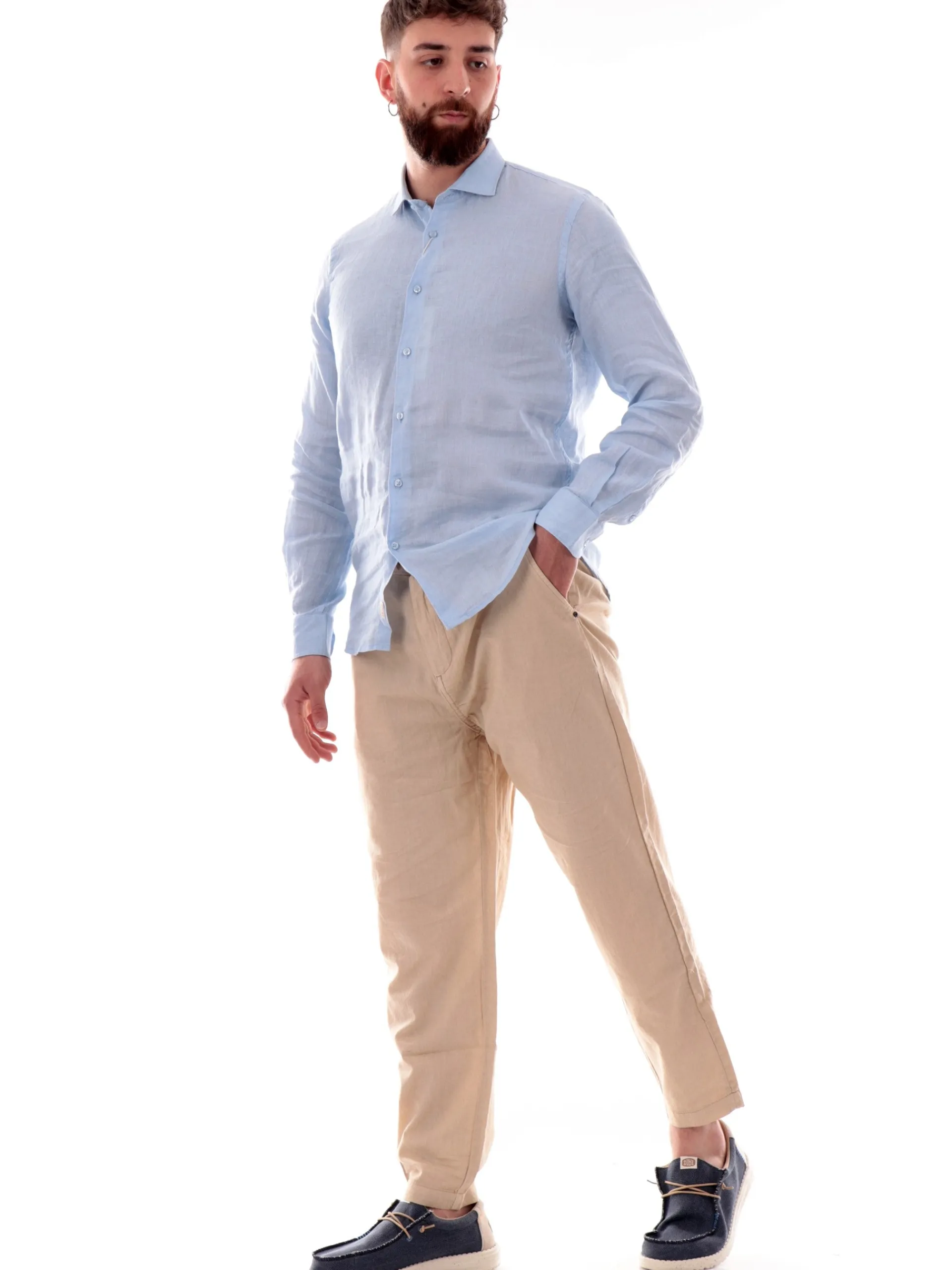 IMPURE Pantaloni*Pantaloni Chino beige da uomo in lino MILES
