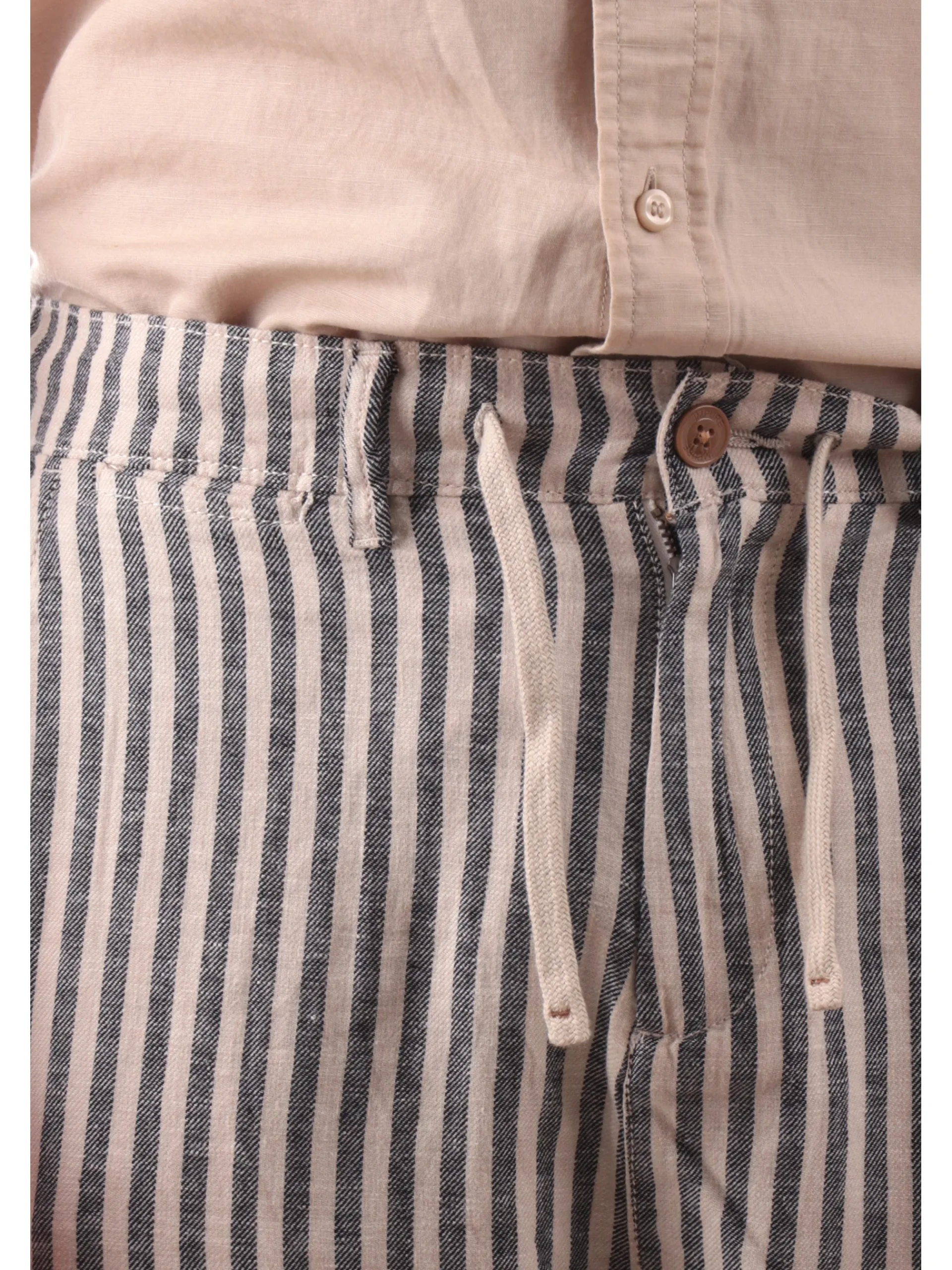 IMPURE Pantaloni*Pantaloni Chino bianchi a righe blu da uomo in lino MILES