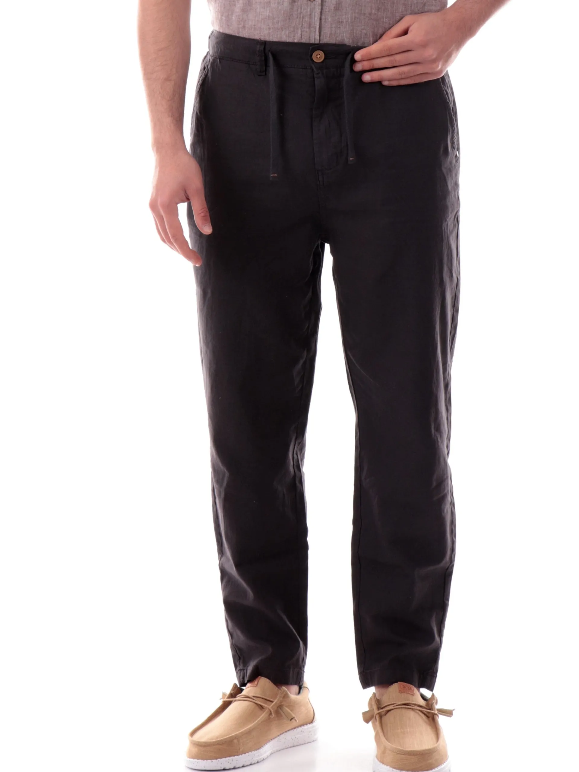 IMPURE Pantaloni*Pantaloni Chino neri da uomo in lino MILES