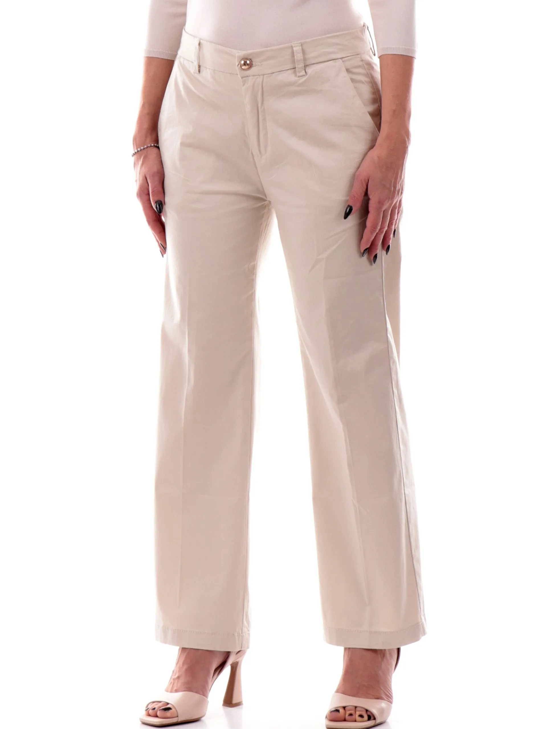YES ZEE Pantaloni*Pantaloni Chino beige da donna realizzati in cotone P335FS00