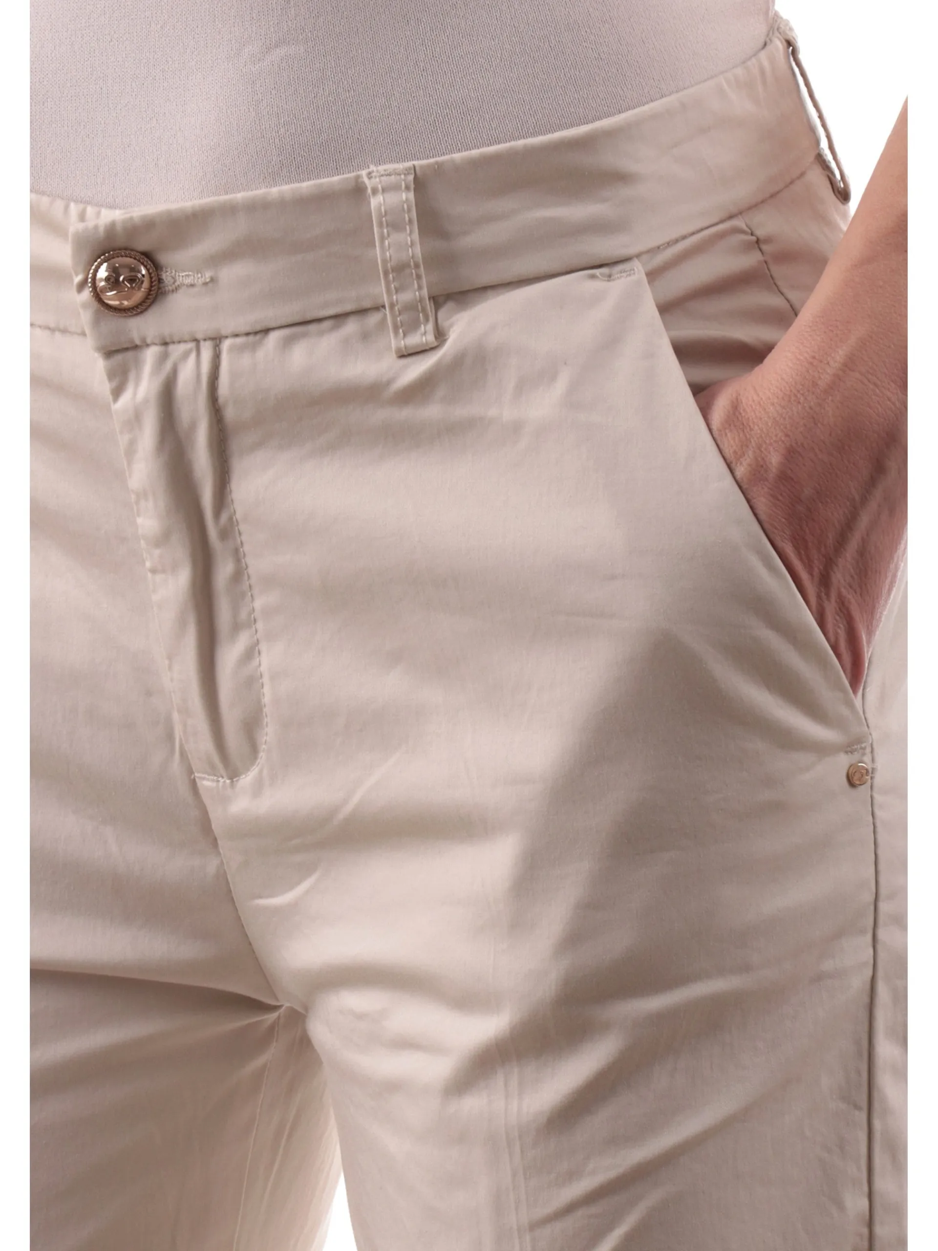 YES ZEE Pantaloni*Pantaloni Chino beige da donna realizzati in cotone P335FS00