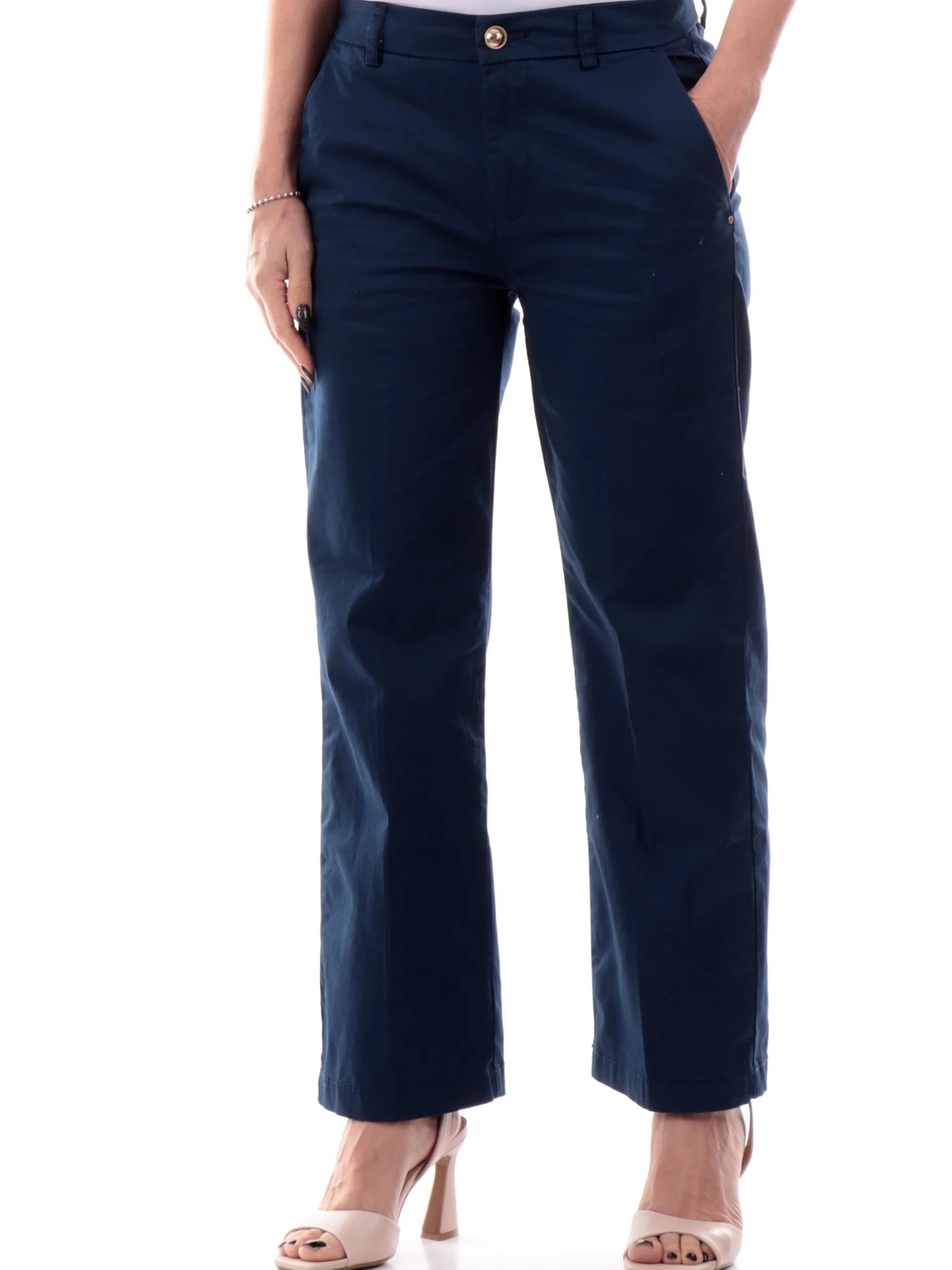 YES ZEE Pantaloni*Pantaloni Chino blu da donna realizzati in cotone P335FS00