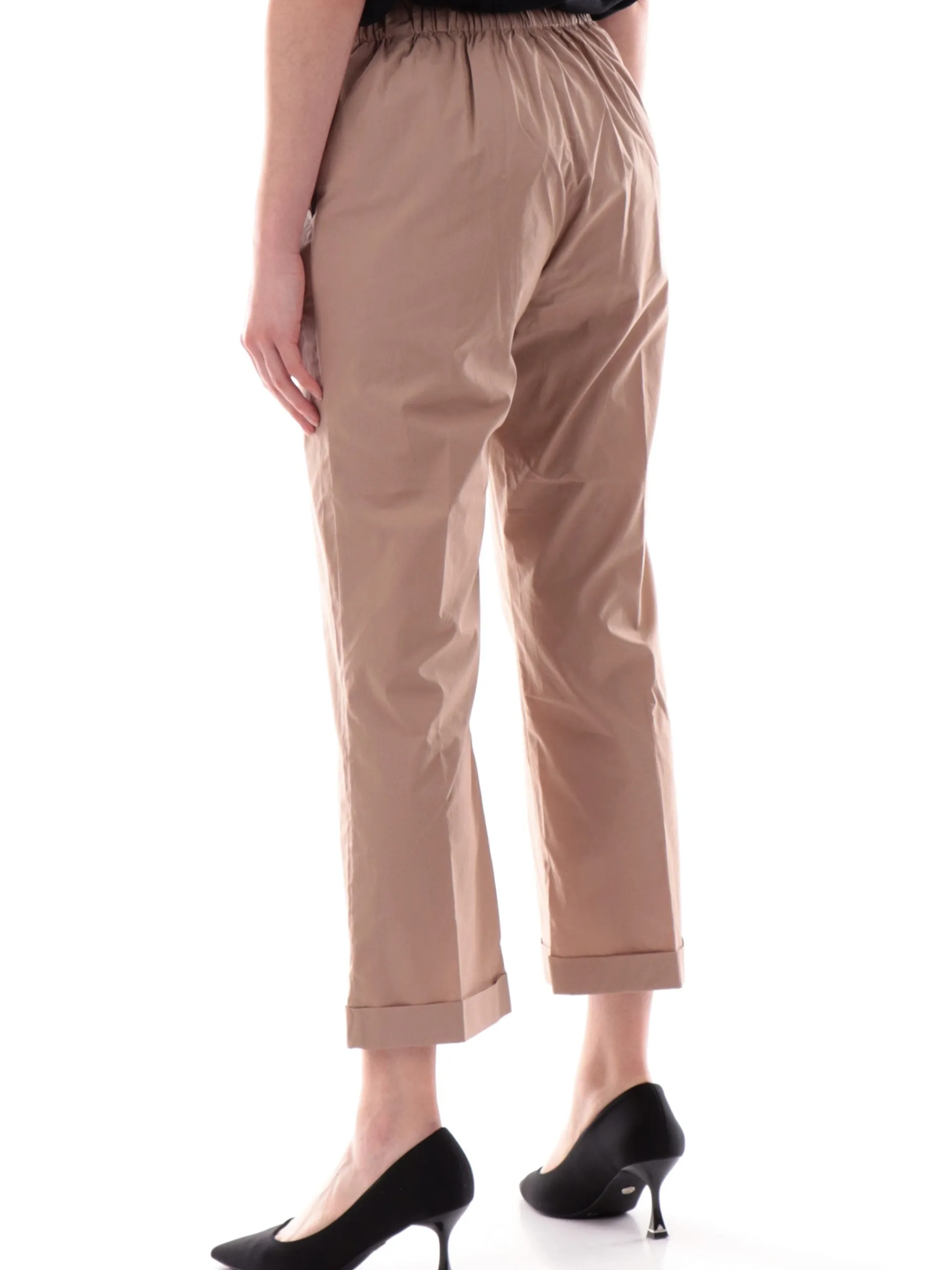ANIS Pantaloni*Pantaloni crop marroni da donna con banda elastica 251C1260