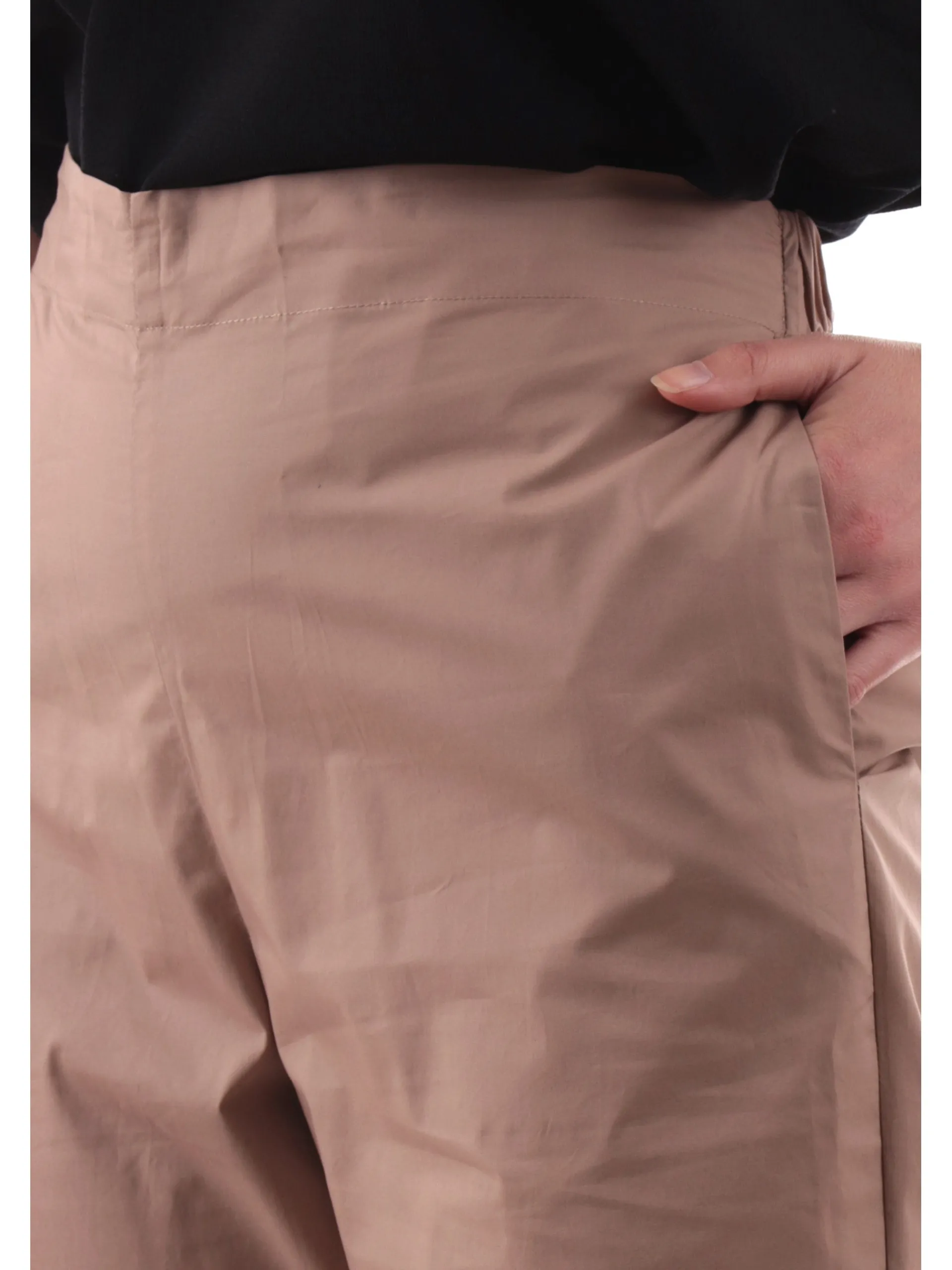 ANIS Pantaloni*Pantaloni crop marroni da donna con banda elastica 251C1260