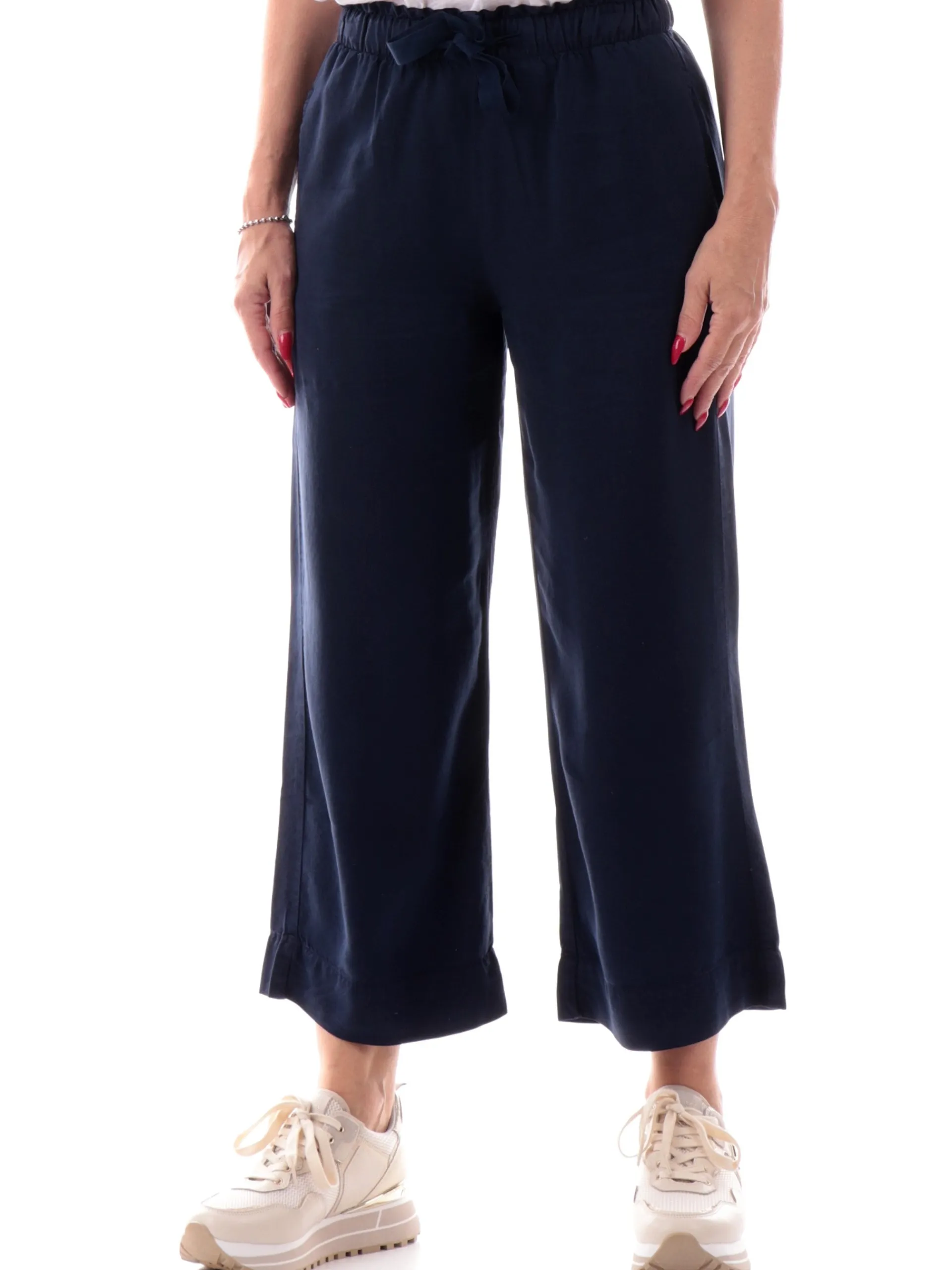 DEHA Pantaloni*Pantaloni crop blu da donna banda elastica A00685