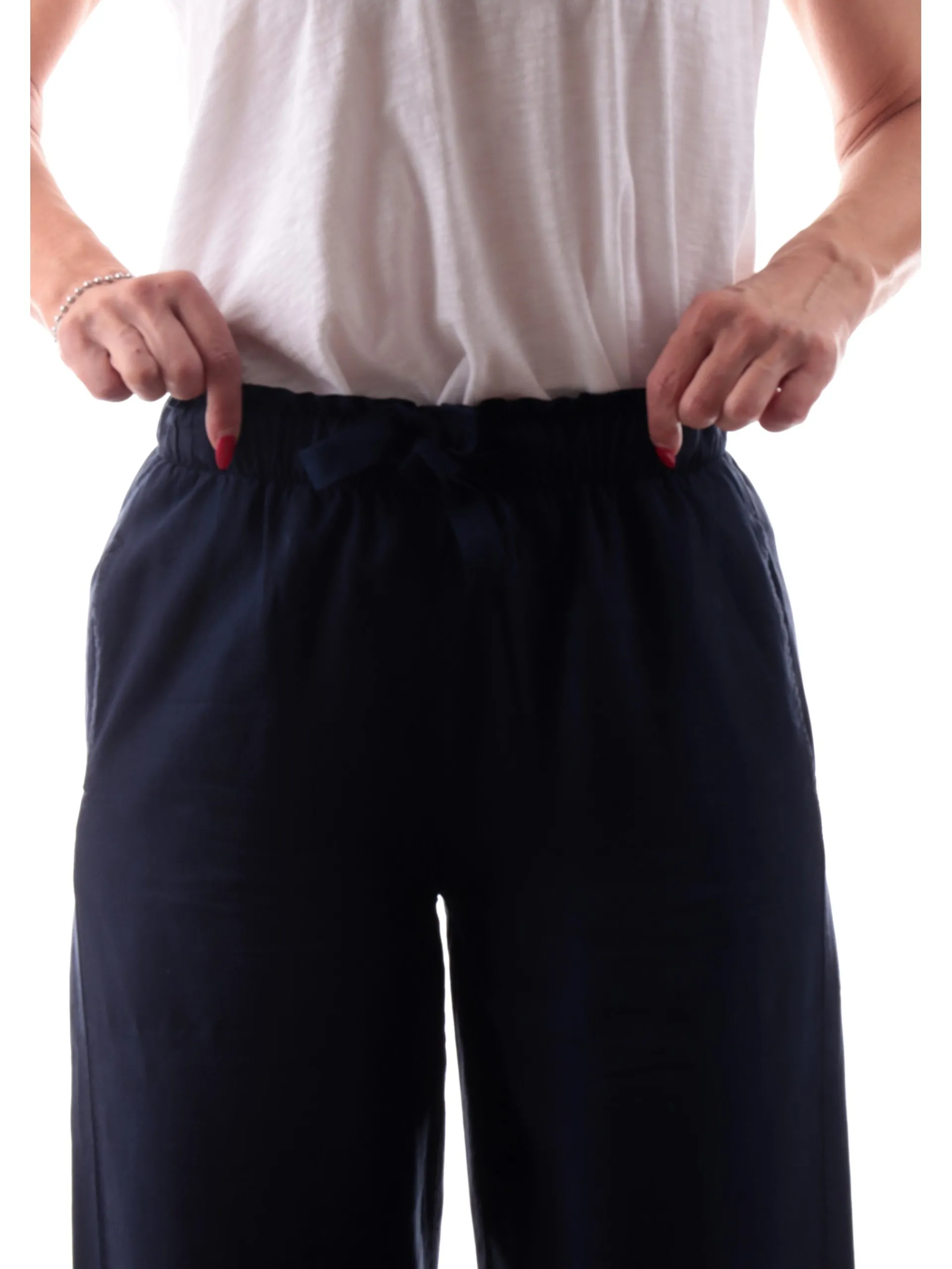 DEHA Pantaloni*Pantaloni crop blu da donna banda elastica A00685