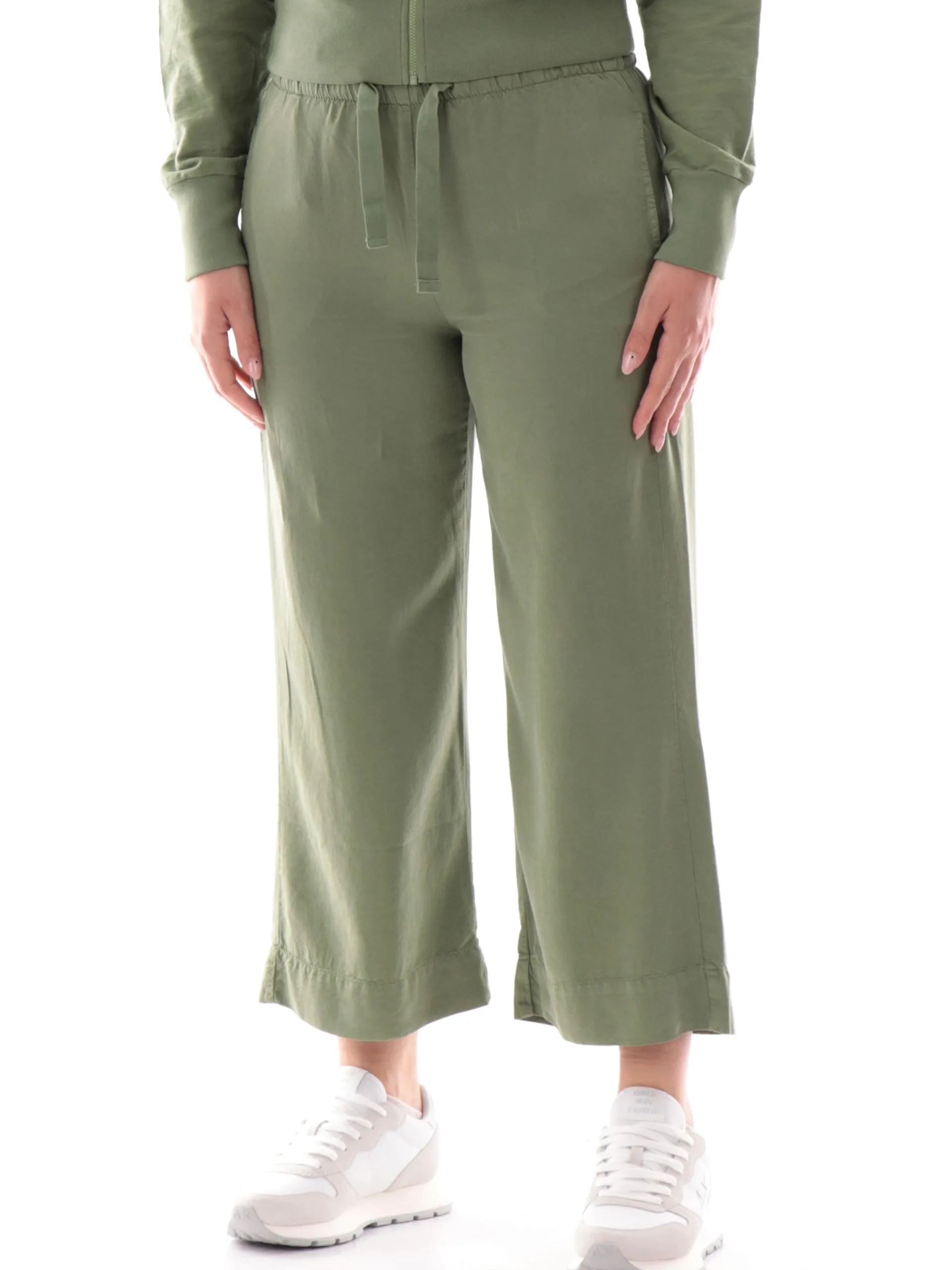 DEHA Pantaloni*Pantaloni crop verdi da donna banda elastica A00685