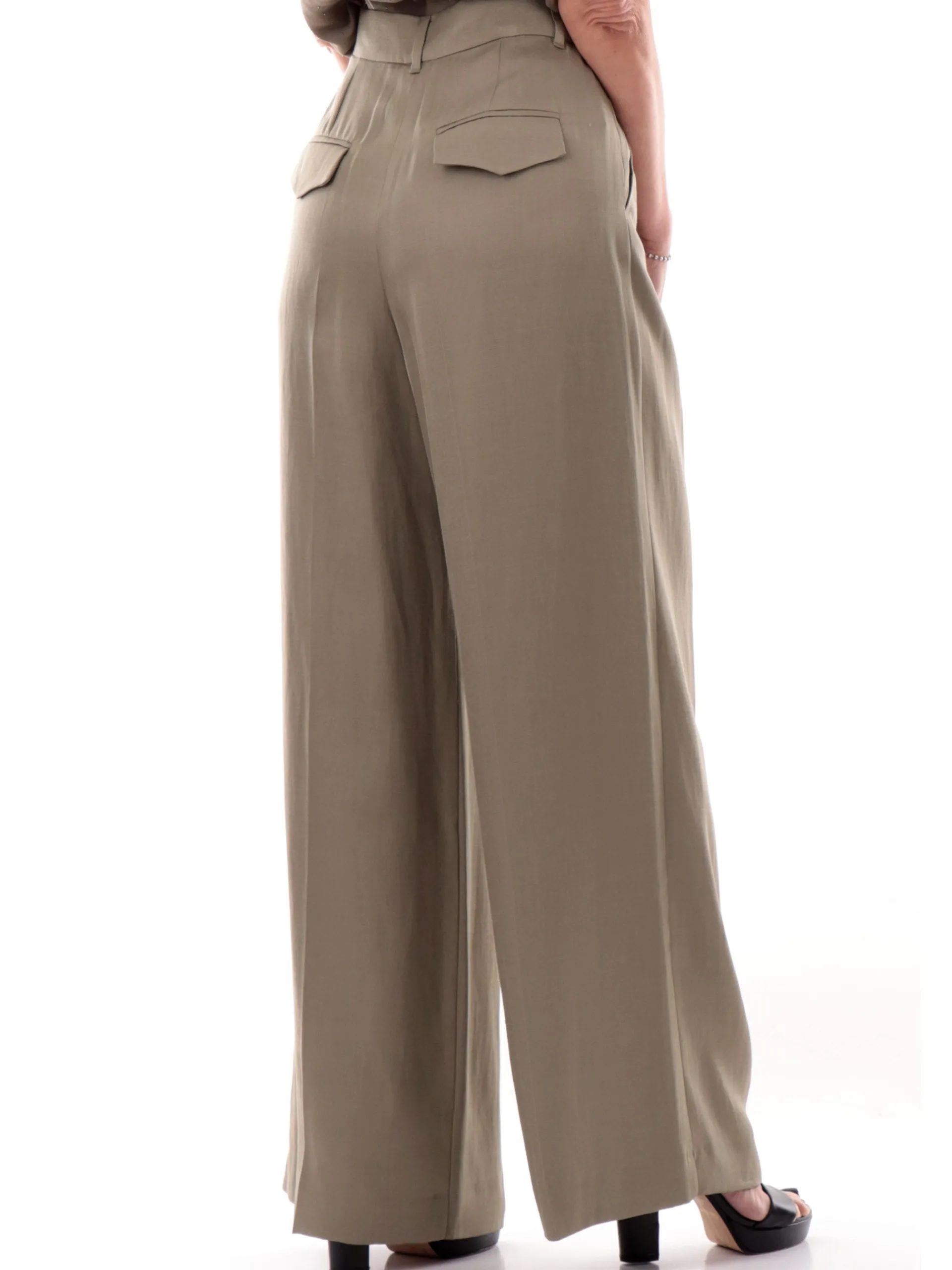 EMME MARELLA Pantaloni*Pantaloni a zampa verdi da donna lunghi PIANOSAPT