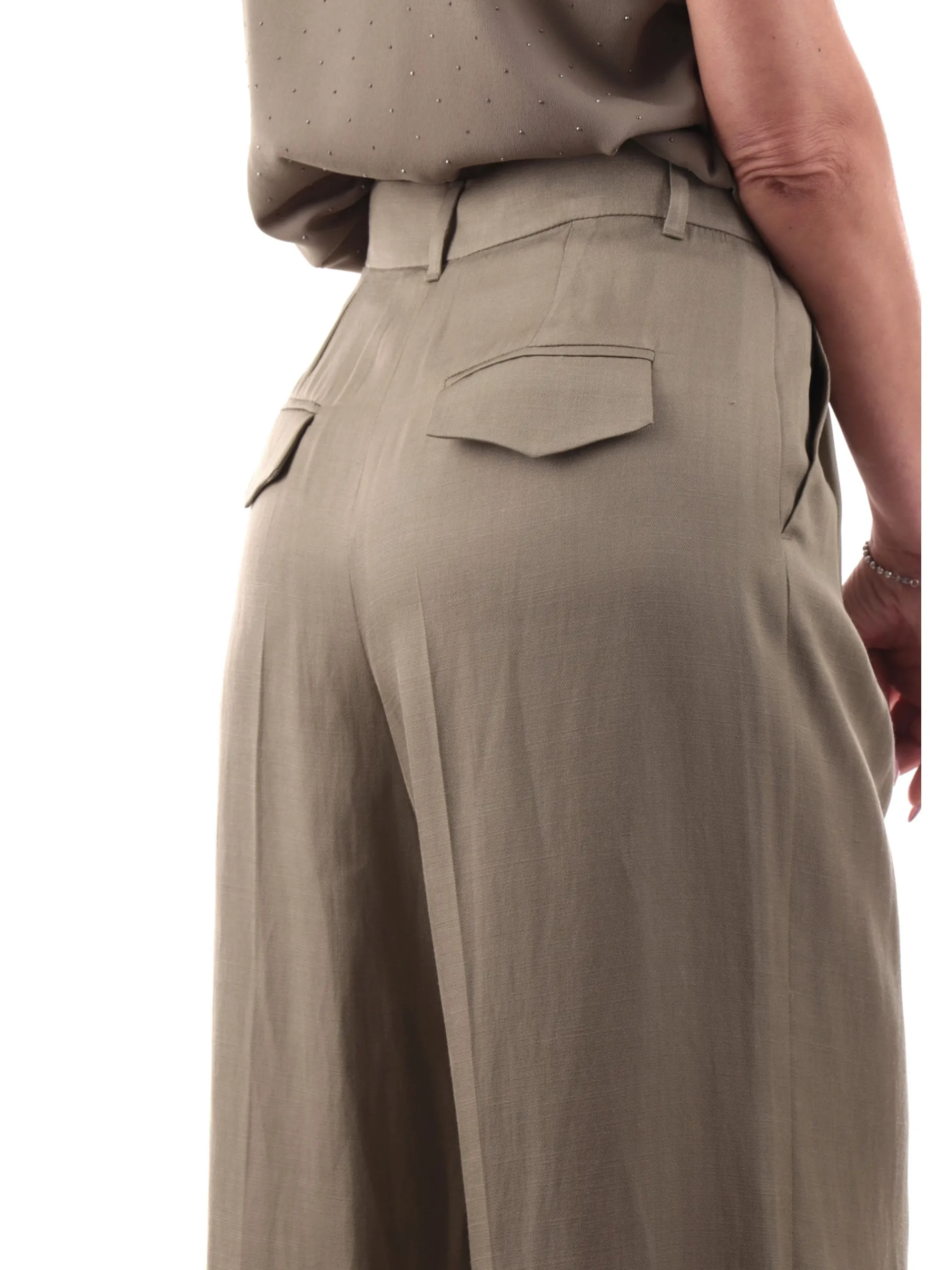 EMME MARELLA Pantaloni*Pantaloni a zampa verdi da donna lunghi PIANOSAPT