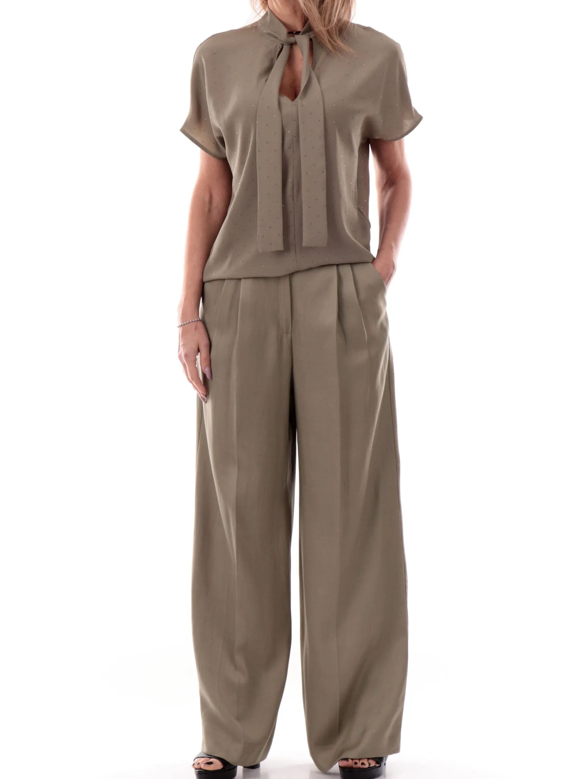 EMME MARELLA Pantaloni*Pantaloni a zampa verdi da donna lunghi PIANOSAPT
