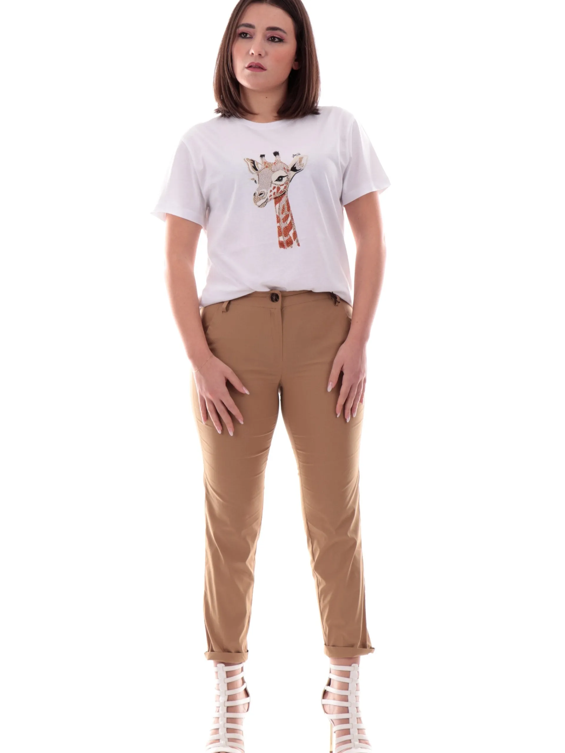 EMME MARELLA Pantaloni*Pantaloni beige da donna Chino cotone GNU005