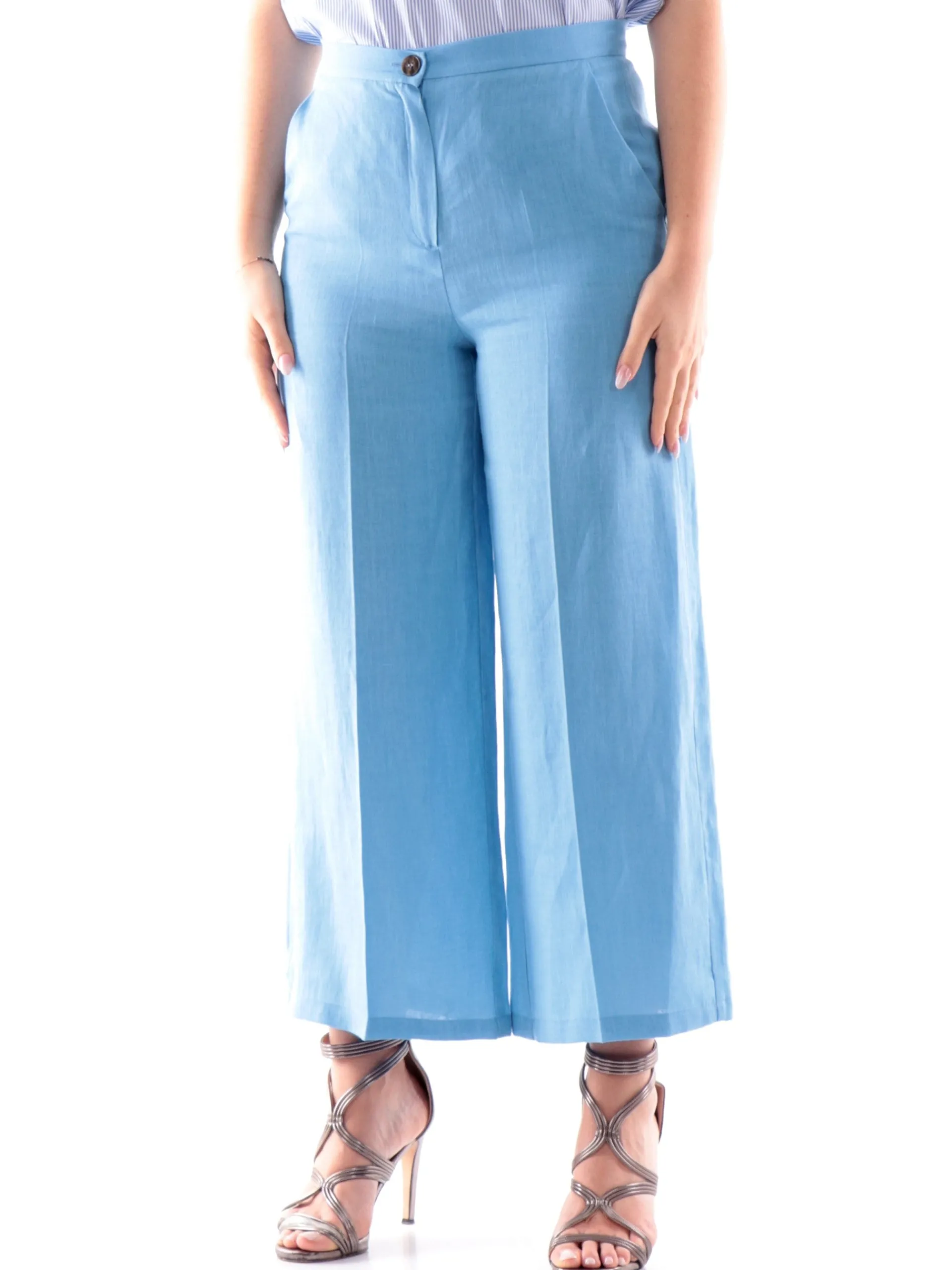 EMME MARELLA Pantaloni*Pantaloni Chino blu in lino da donna SILVANA