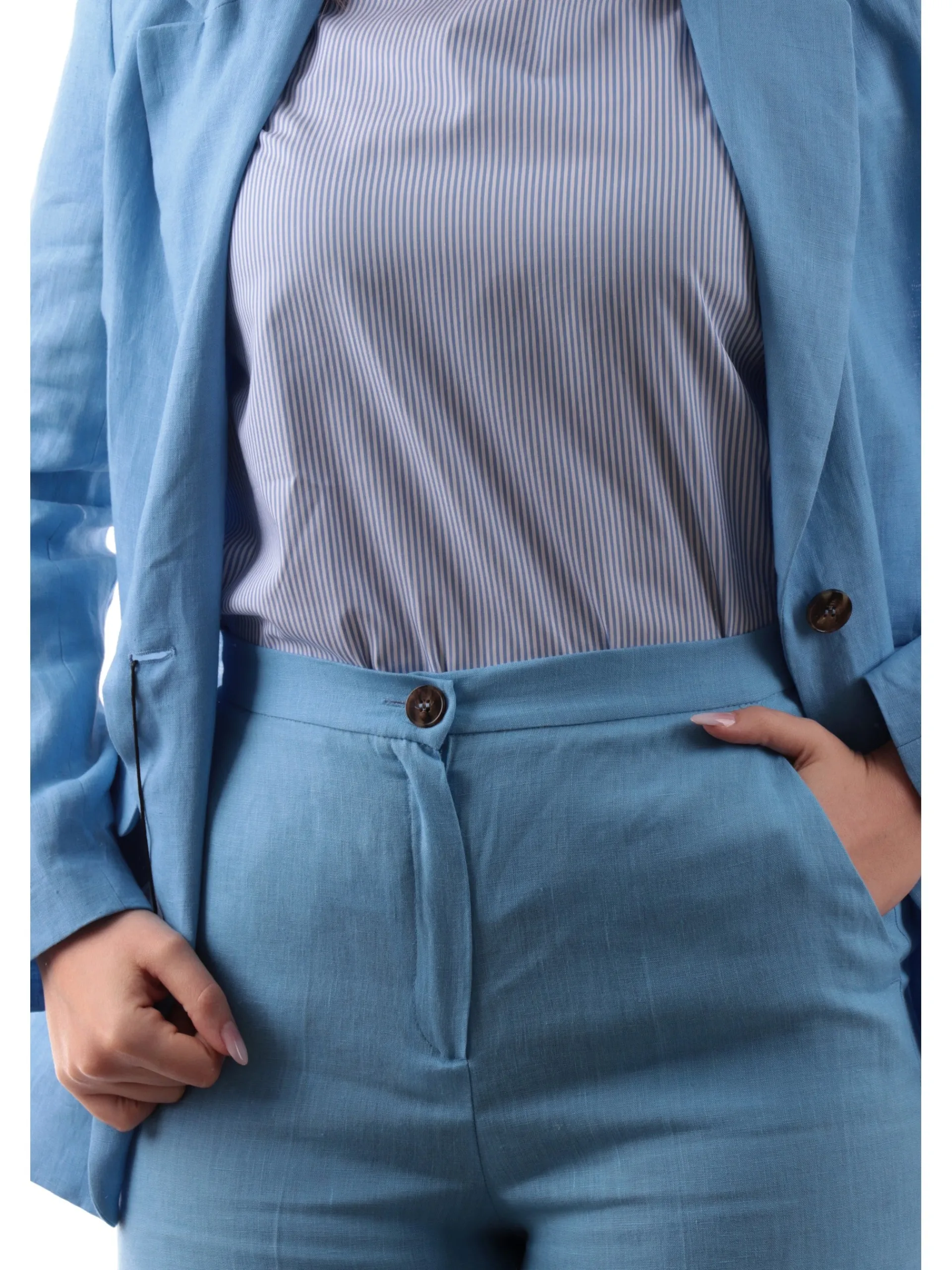 EMME MARELLA Pantaloni*Pantaloni Chino blu in lino da donna SILVANA