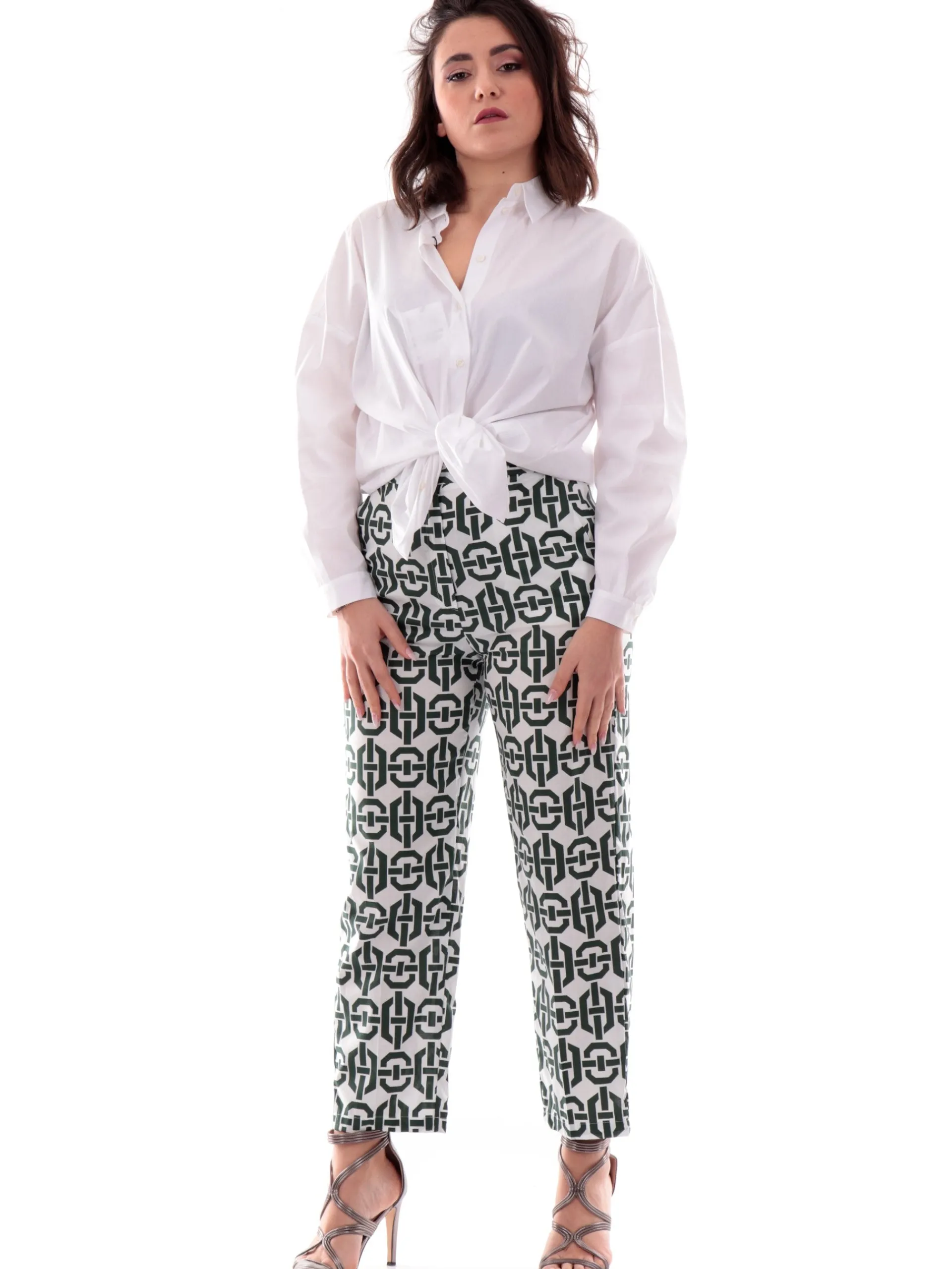 EMME MARELLA Pantaloni*Pantaloni Chino bianchi da donna fantasia foulard MUSA