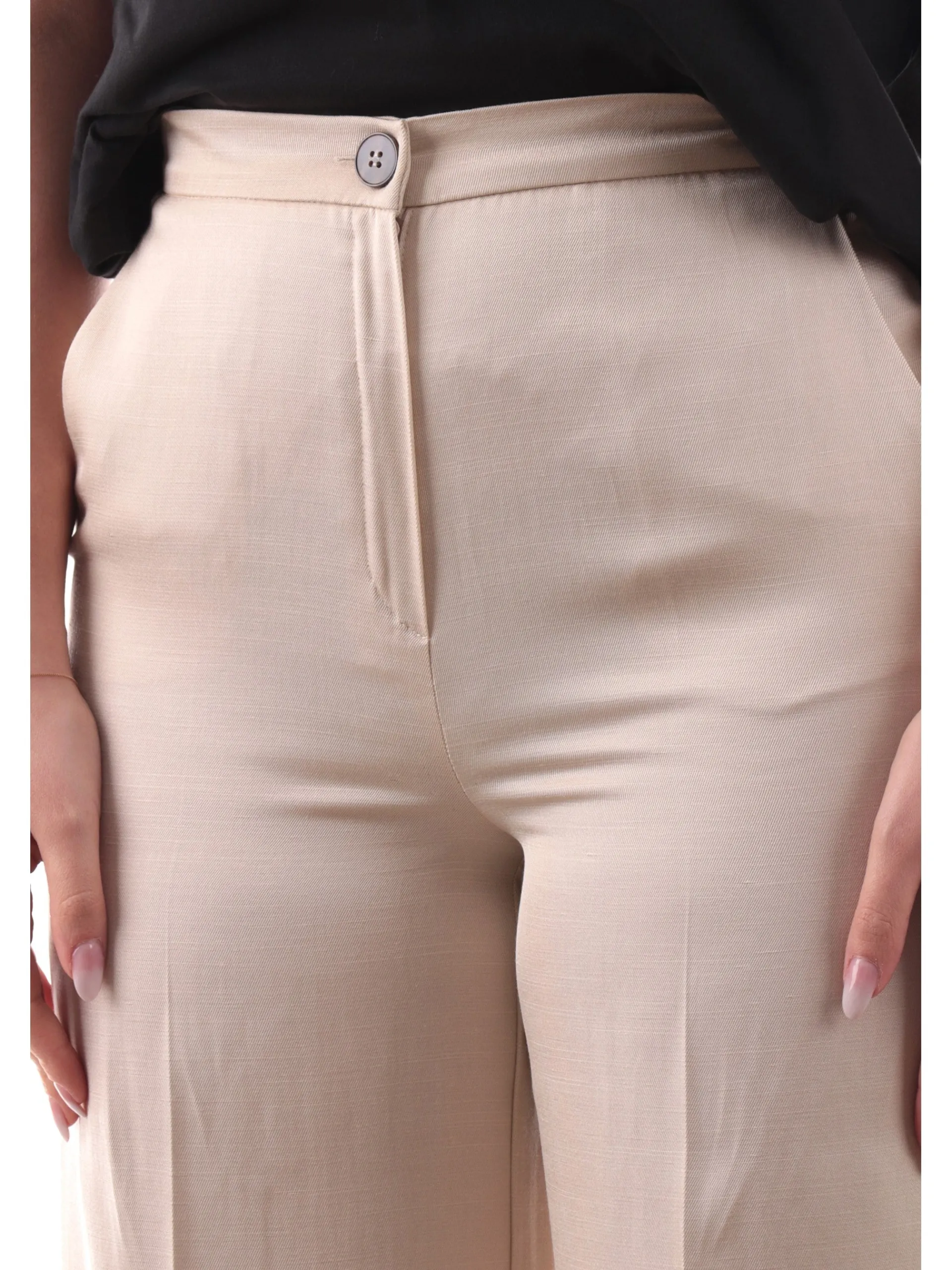 EMME MARELLA Pantaloni*Pantaloni Flare beige da donna lino ELETTRA2