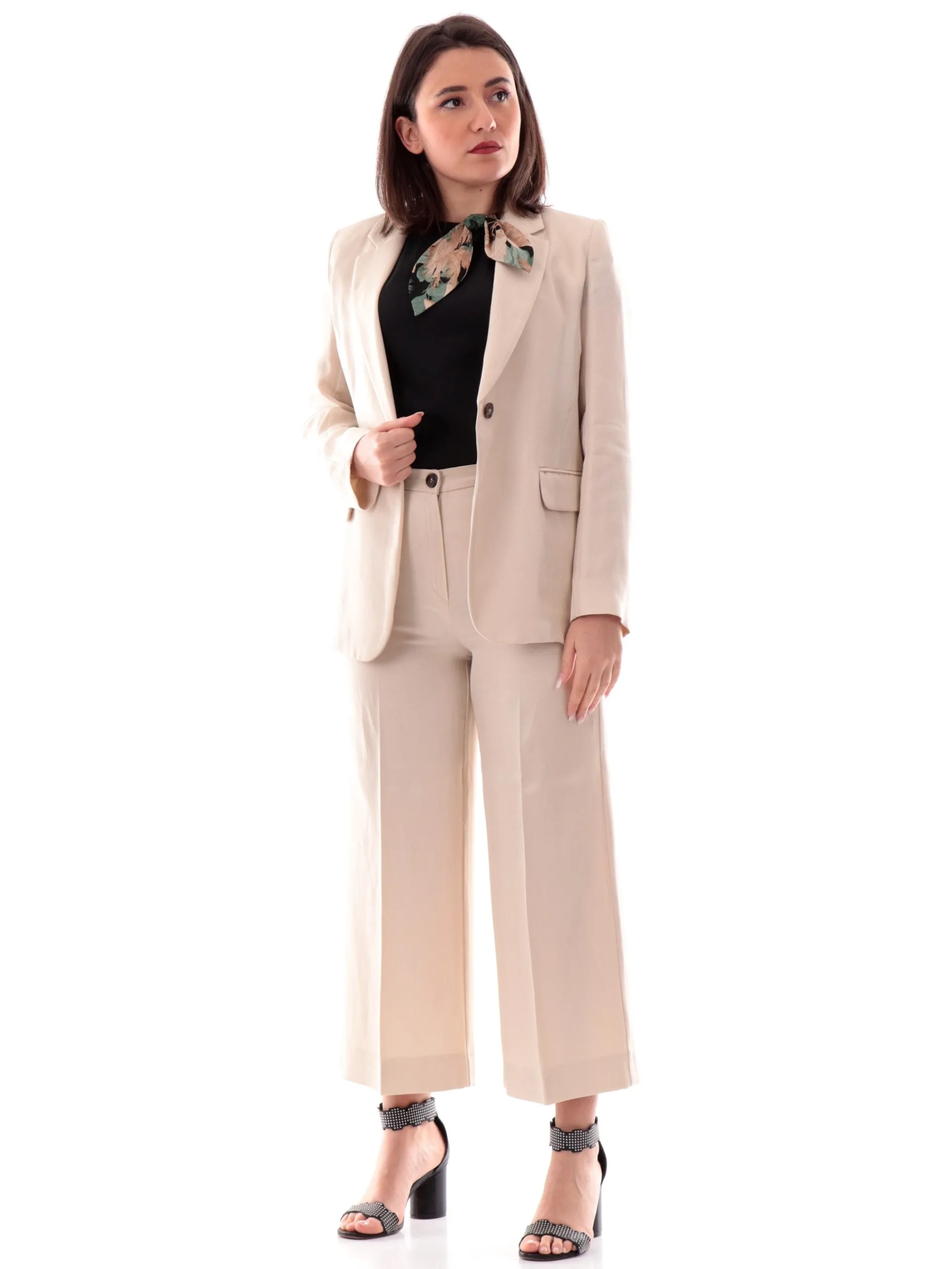 EMME MARELLA Pantaloni*Pantaloni Flare beige da donna lino ELETTRA2