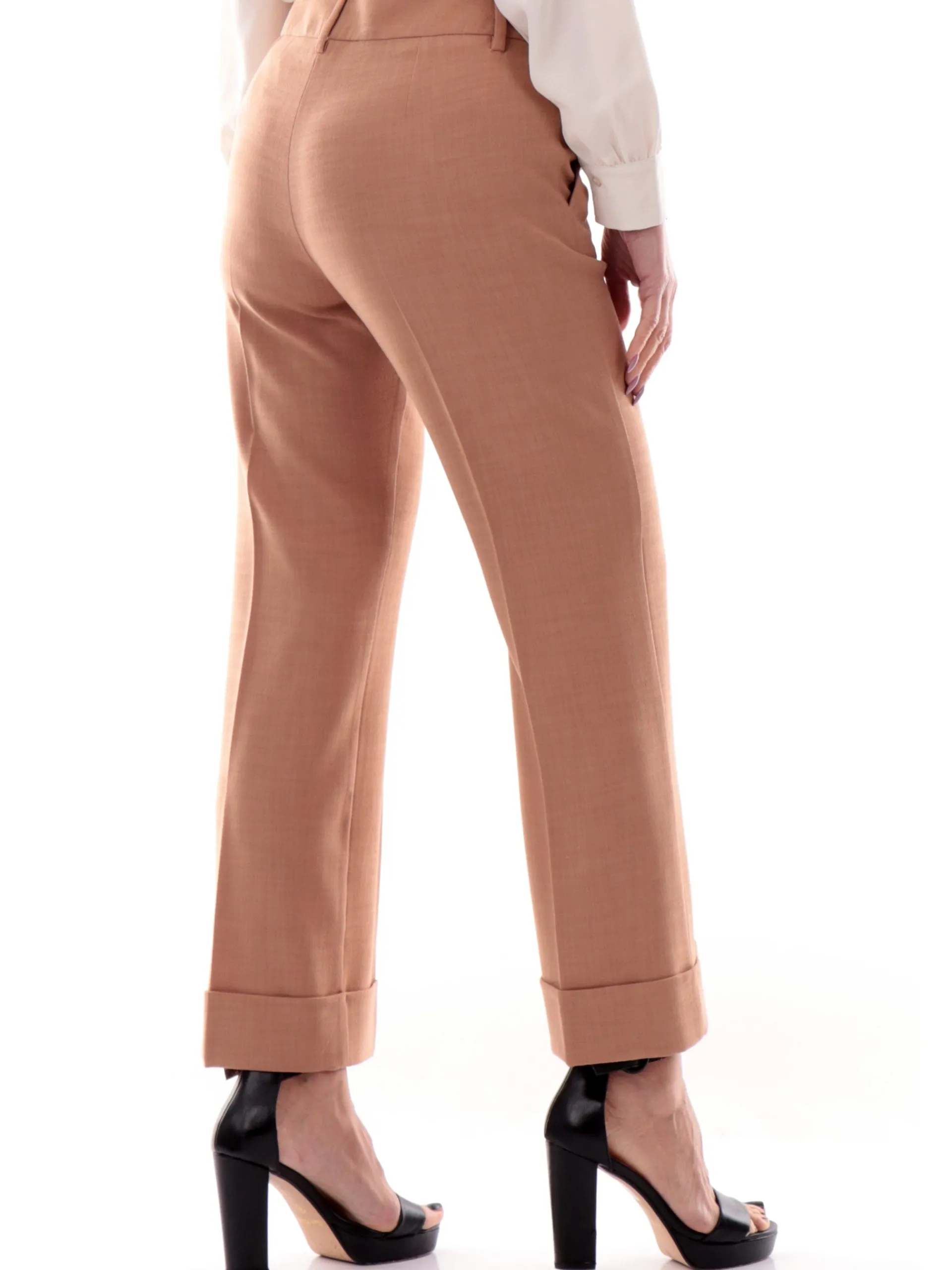 EMME MARELLA Pantaloni*Pantaloni marroni con risvolto da donna DUELLO
