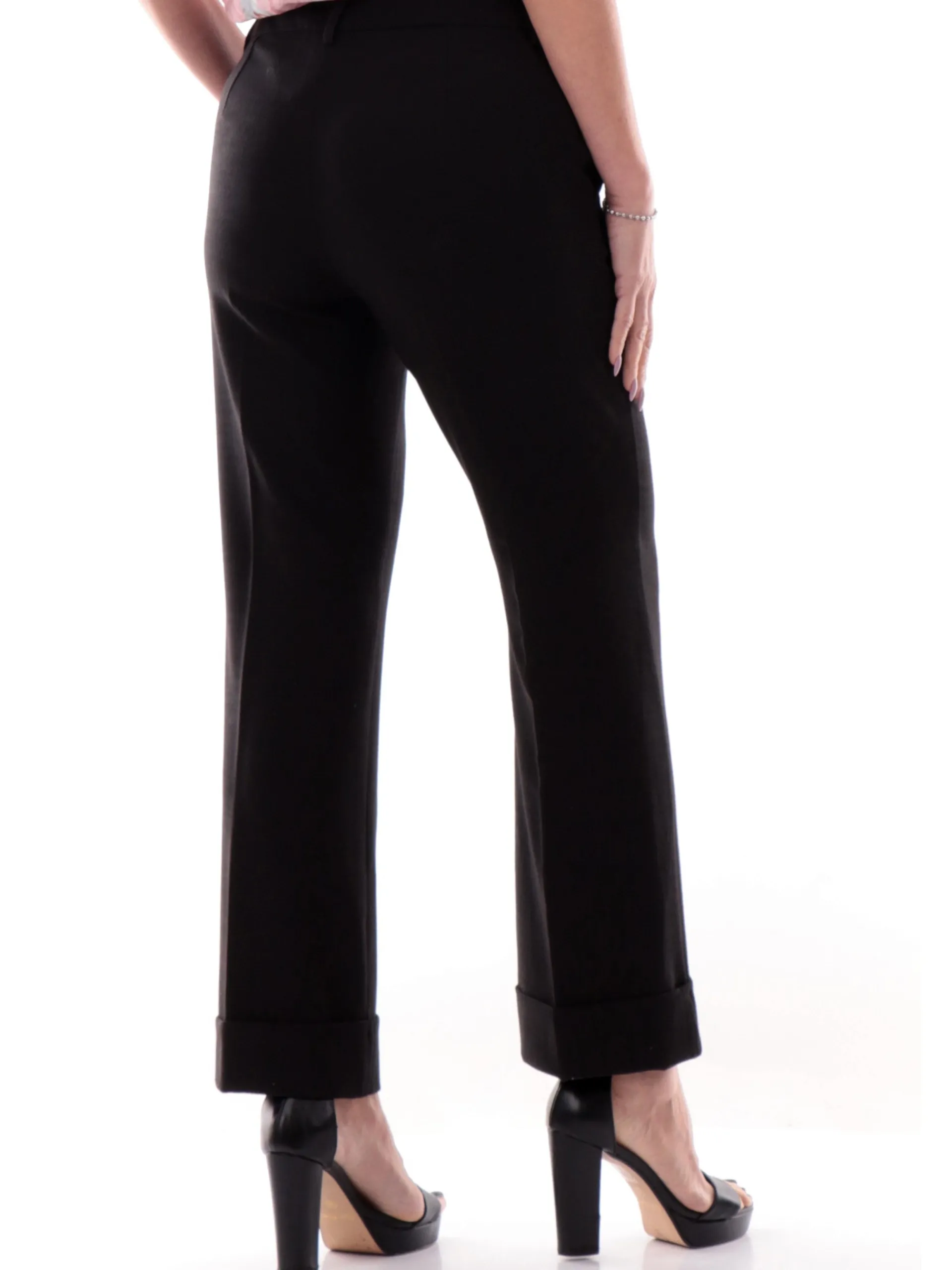 EMME MARELLA Pantaloni*Pantaloni neri con risvolto da donna DUELLO