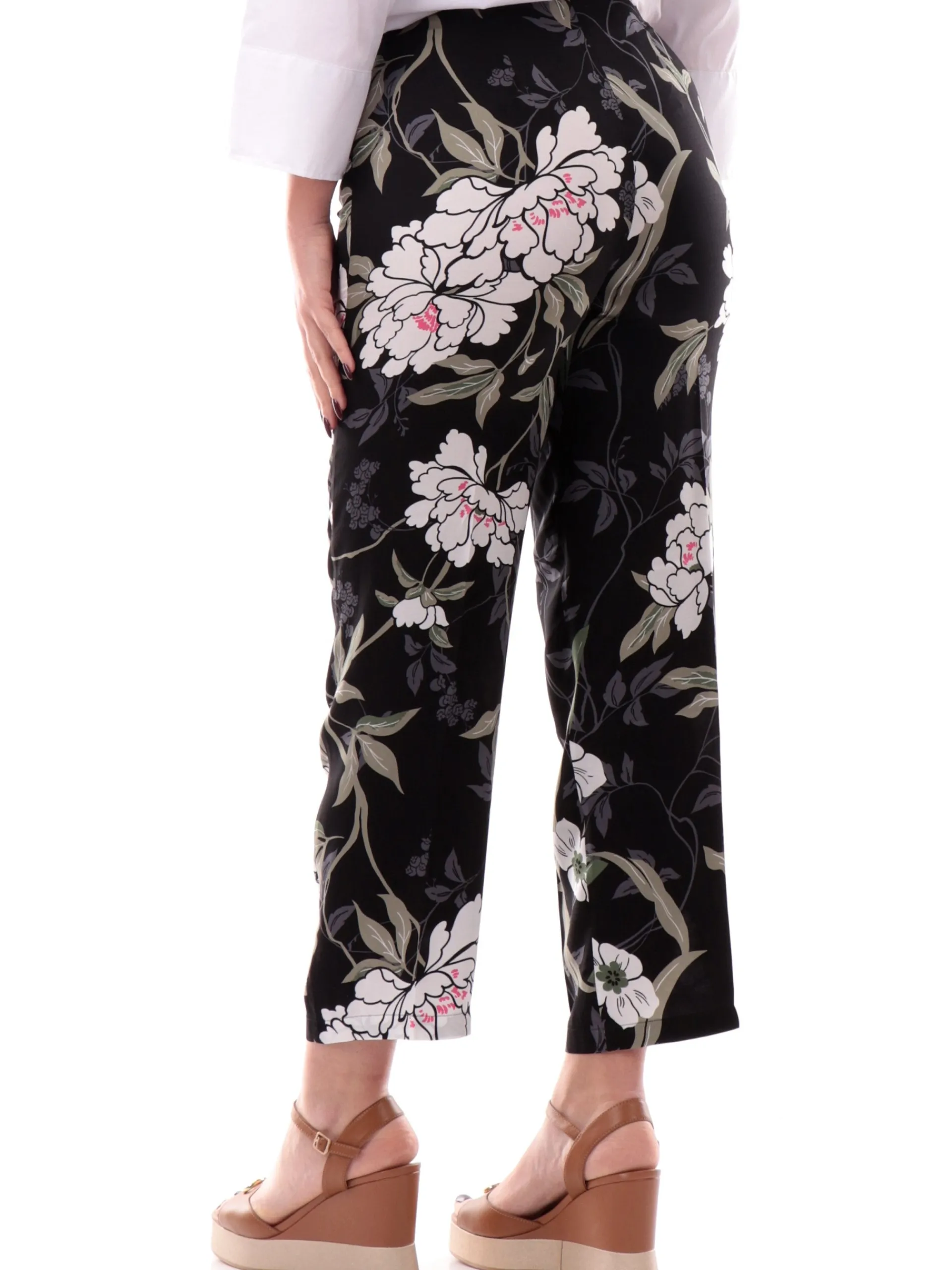 EMME MARELLA Pantaloni*Pantaloni neri da donna a fiori vita alta palazzo crop Guida
