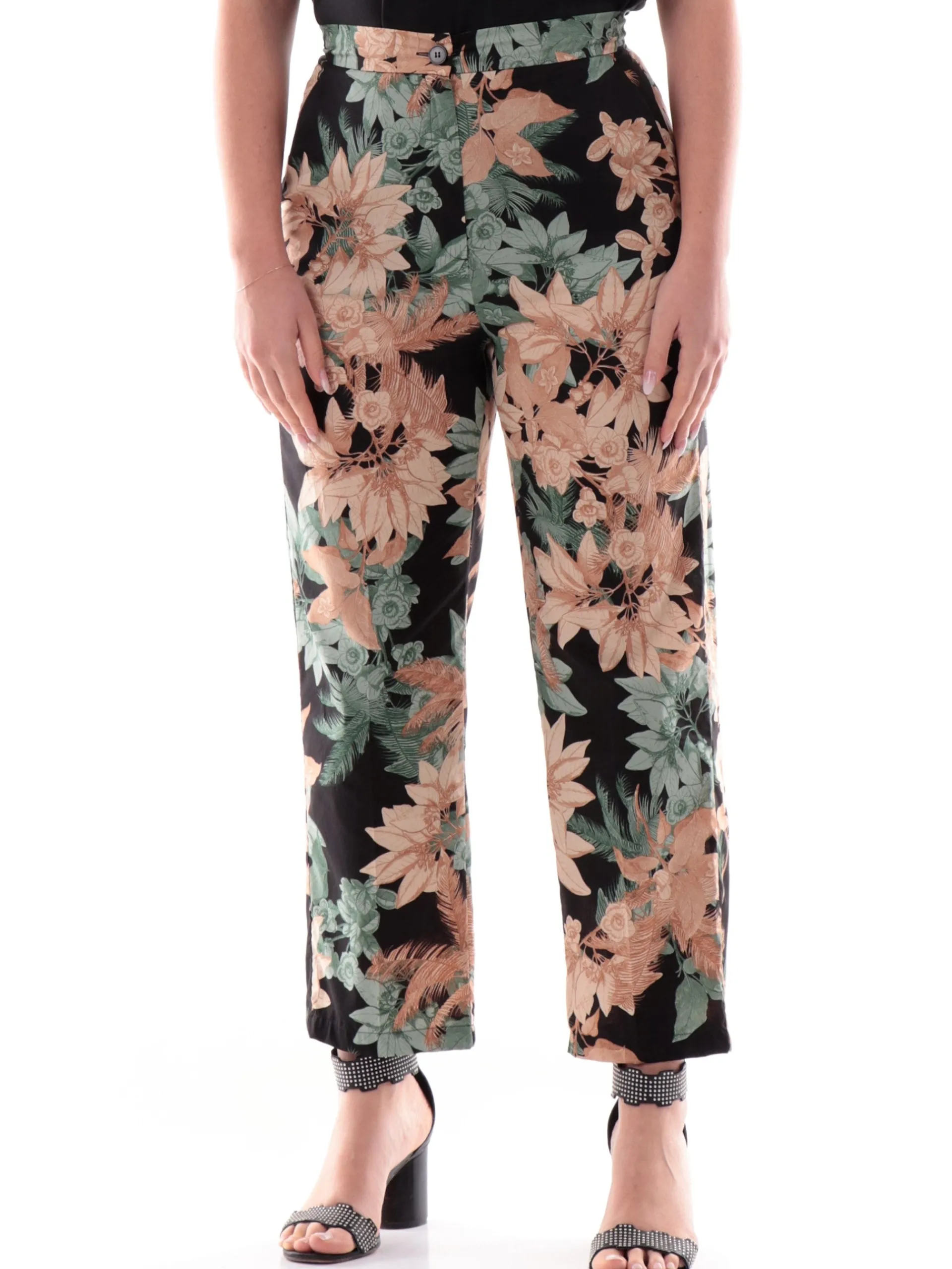 EMME MARELLA Pantaloni*Pantaloni neri da donna fantasia floreale MUSA