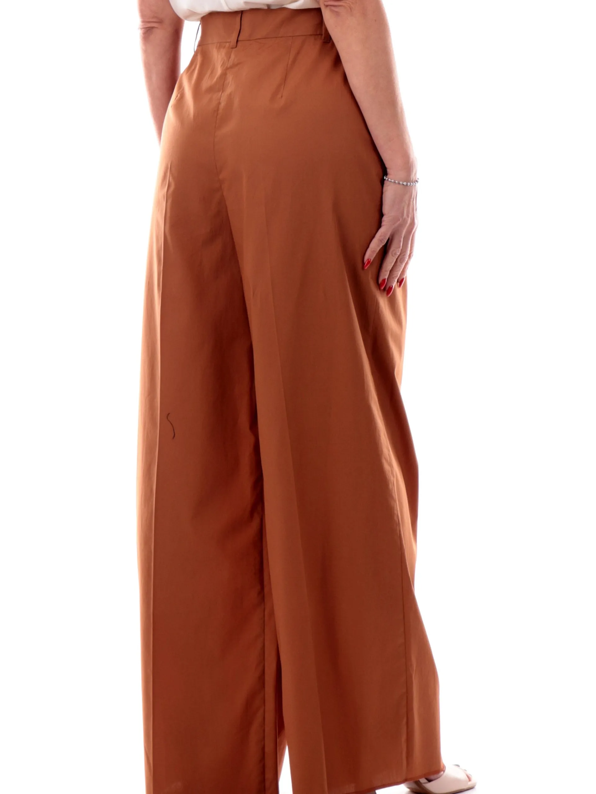 EMME MARELLA Pantaloni*Pantaloni palazzo marroni da donna in cotone MORINA