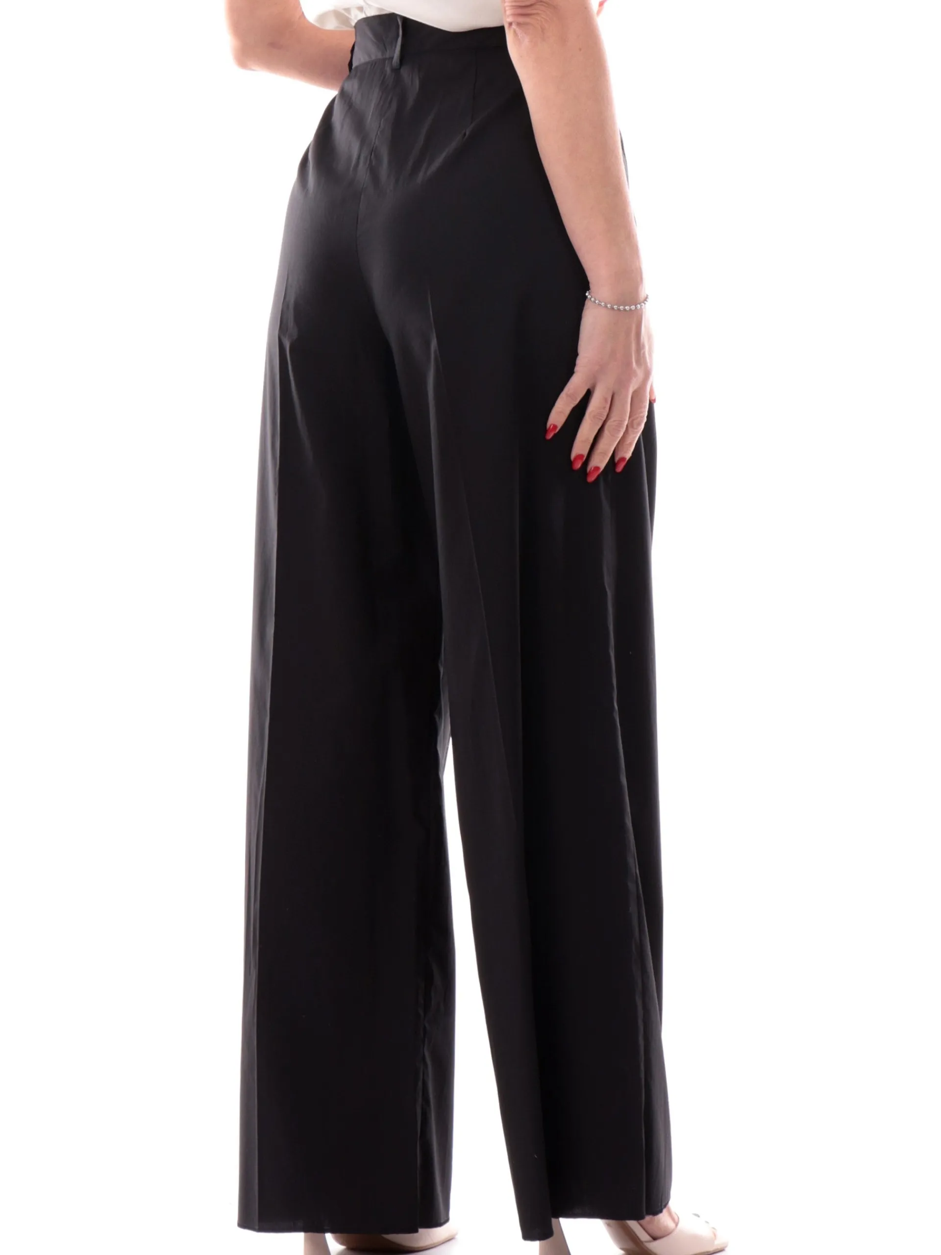 EMME MARELLA Pantaloni*Pantaloni palazzo neri da donna in cotone MORINA
