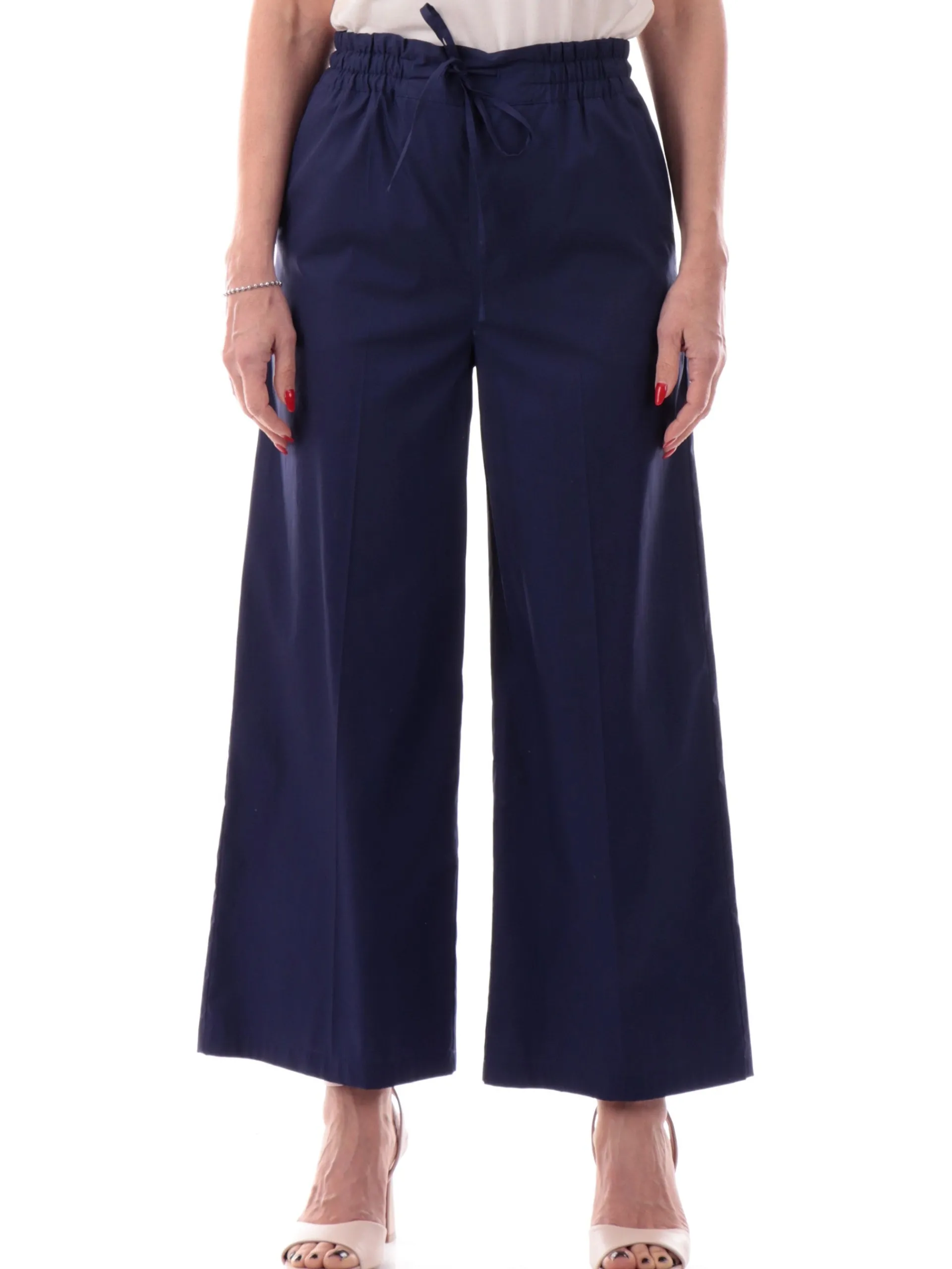 EMME MARELLA Pantaloni*Pantaloni vita alta blu da donna con banda elastica VALETTE