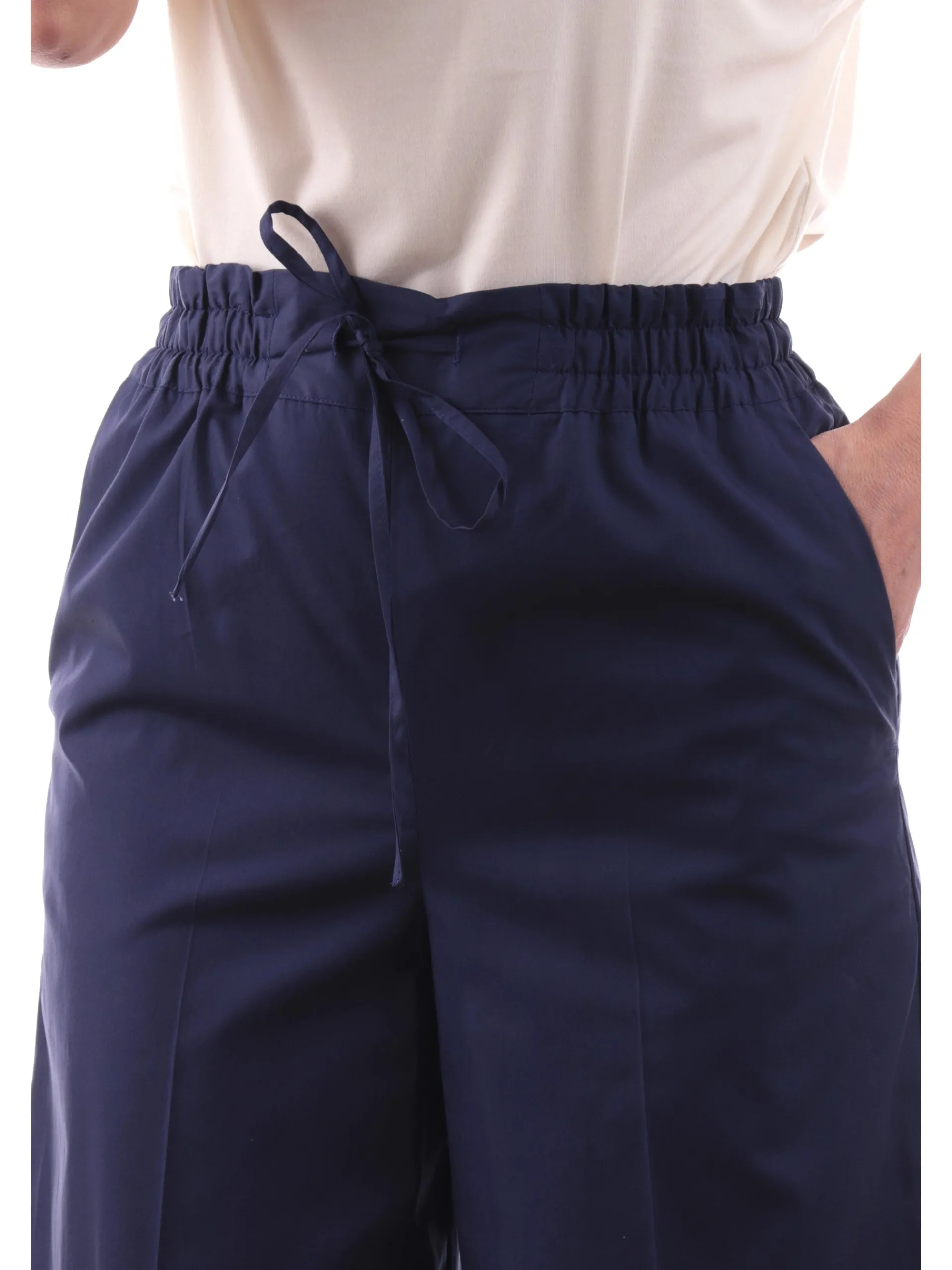 EMME MARELLA Pantaloni*Pantaloni vita alta blu da donna con banda elastica VALETTE