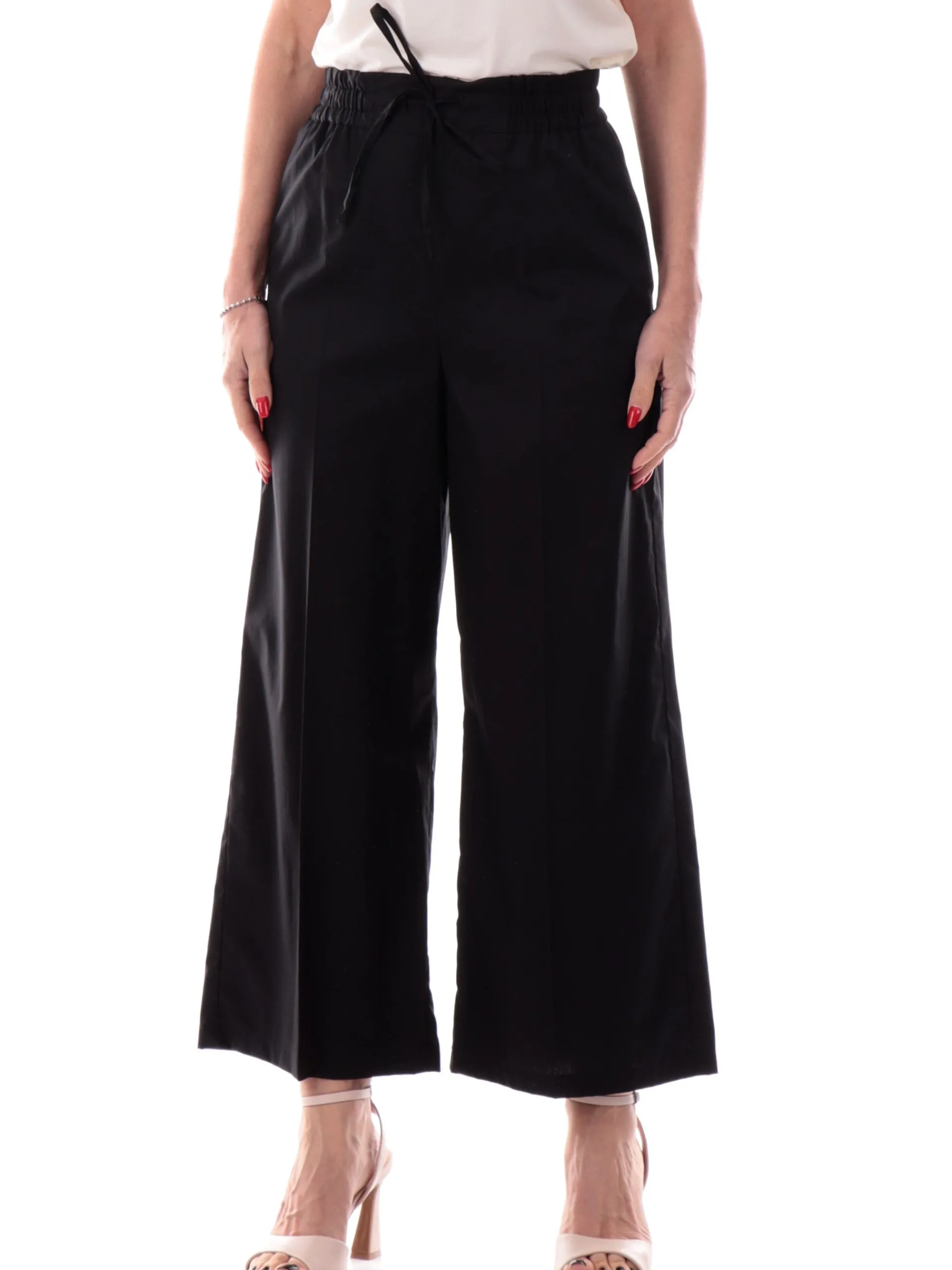 EMME MARELLA Pantaloni*Pantaloni vita alta neri da donna con banda elastica VALETTE