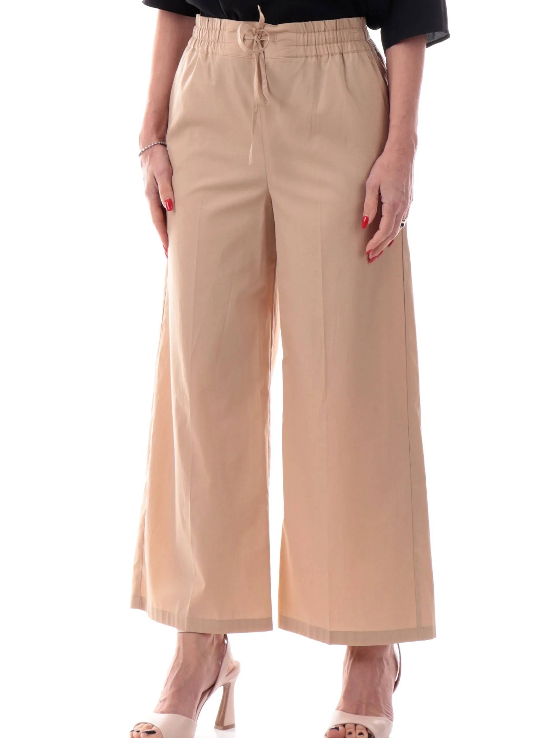 EMME MARELLA Pantaloni*Pantaloni vita alta beige da donna con banda elastica VALETTE