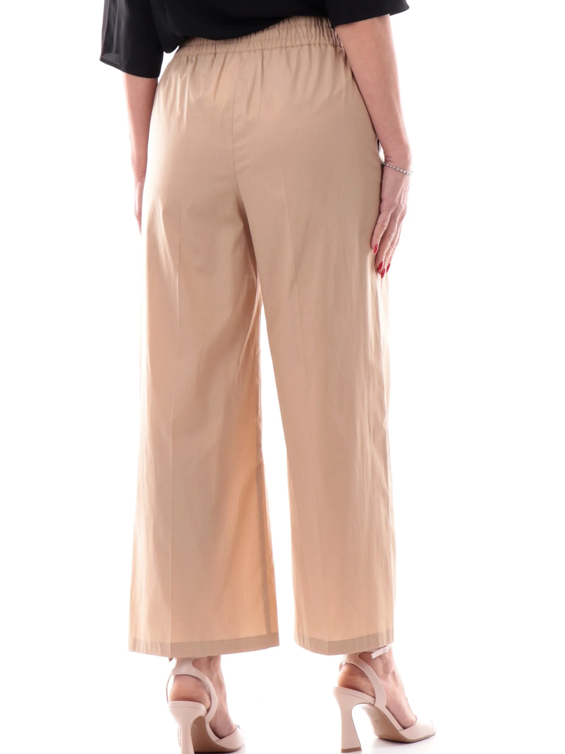 EMME MARELLA Pantaloni*Pantaloni vita alta beige da donna con banda elastica VALETTE